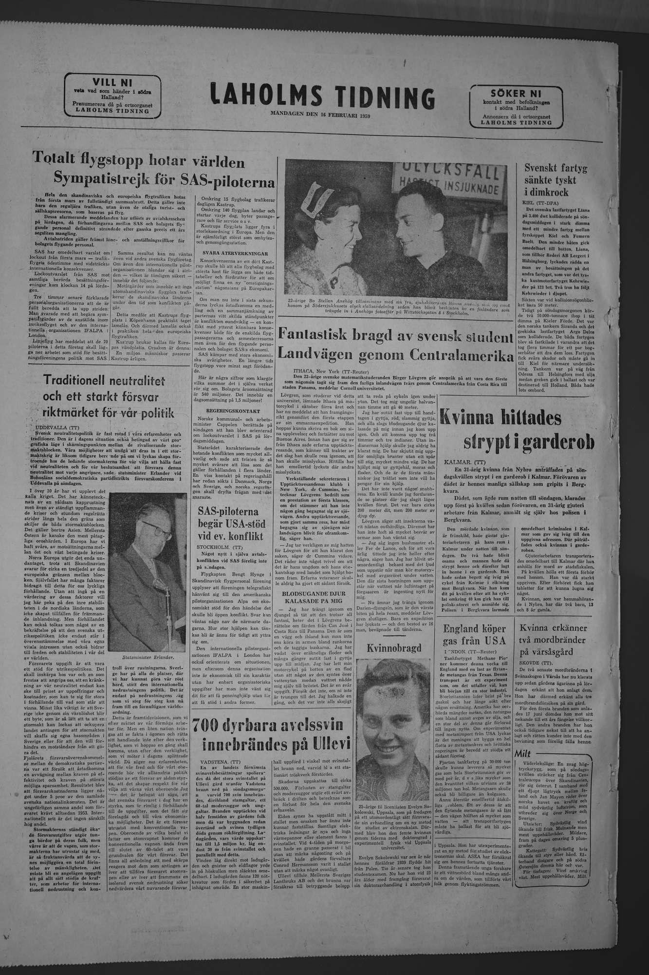 Laholms Tidning Måndag 16 februari 1959, sida 8