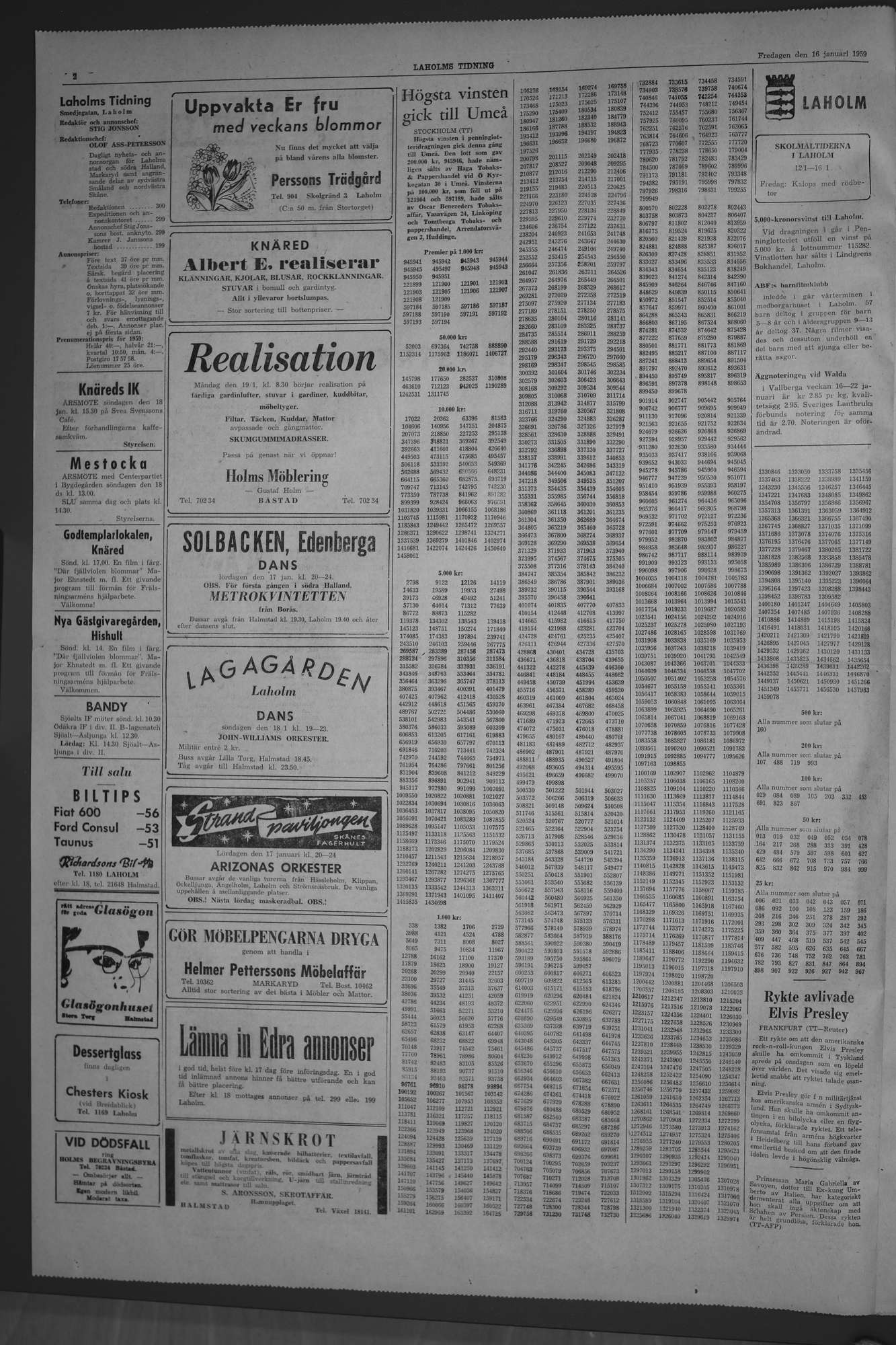 Laholms Tidning Fredag 16 januari 1959, sida 2