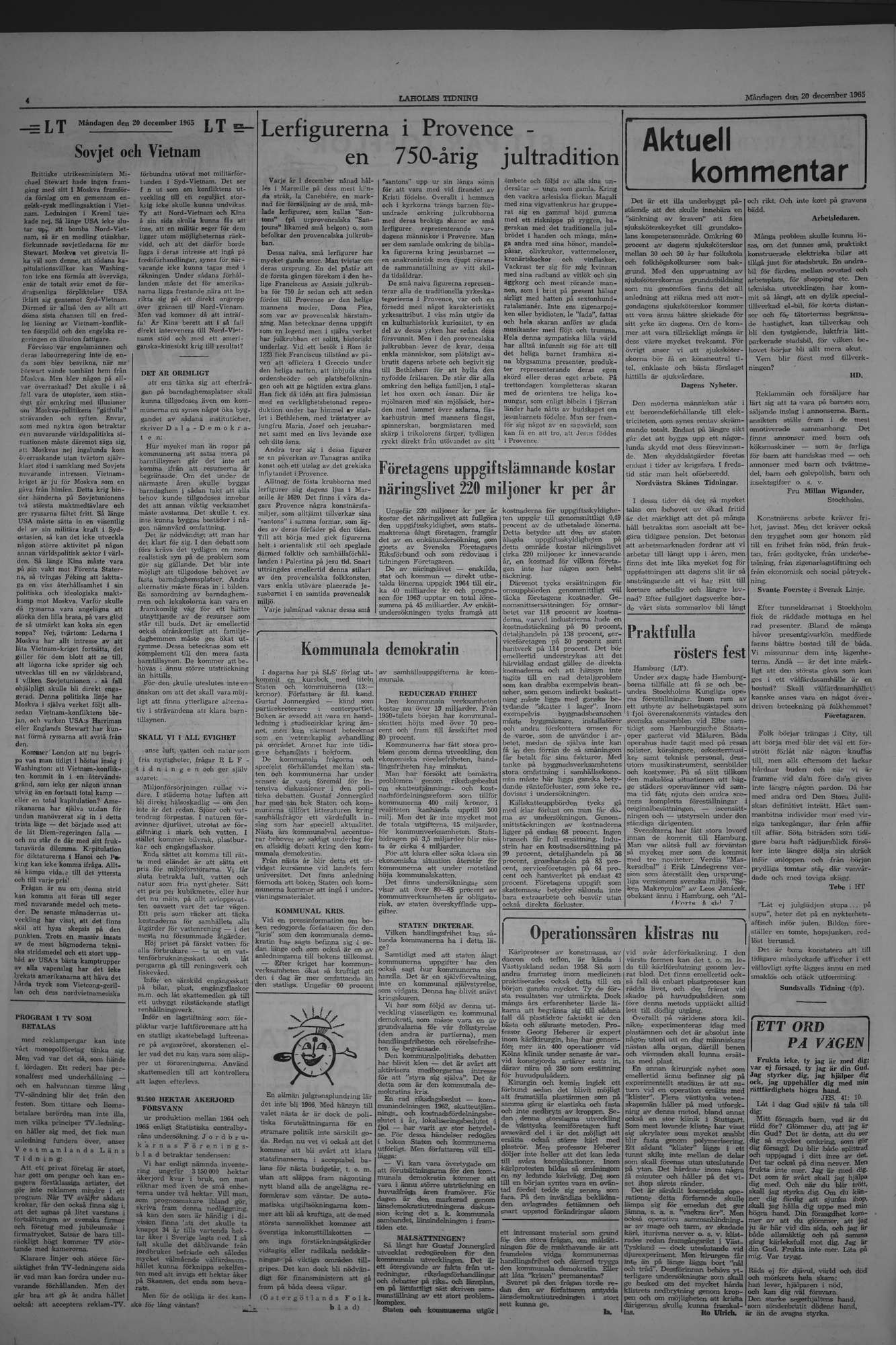Laholms Tidning Måndag 20 december 1965, sida 4