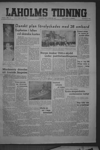 Förstasidan, Onsdag 9 februari 1949