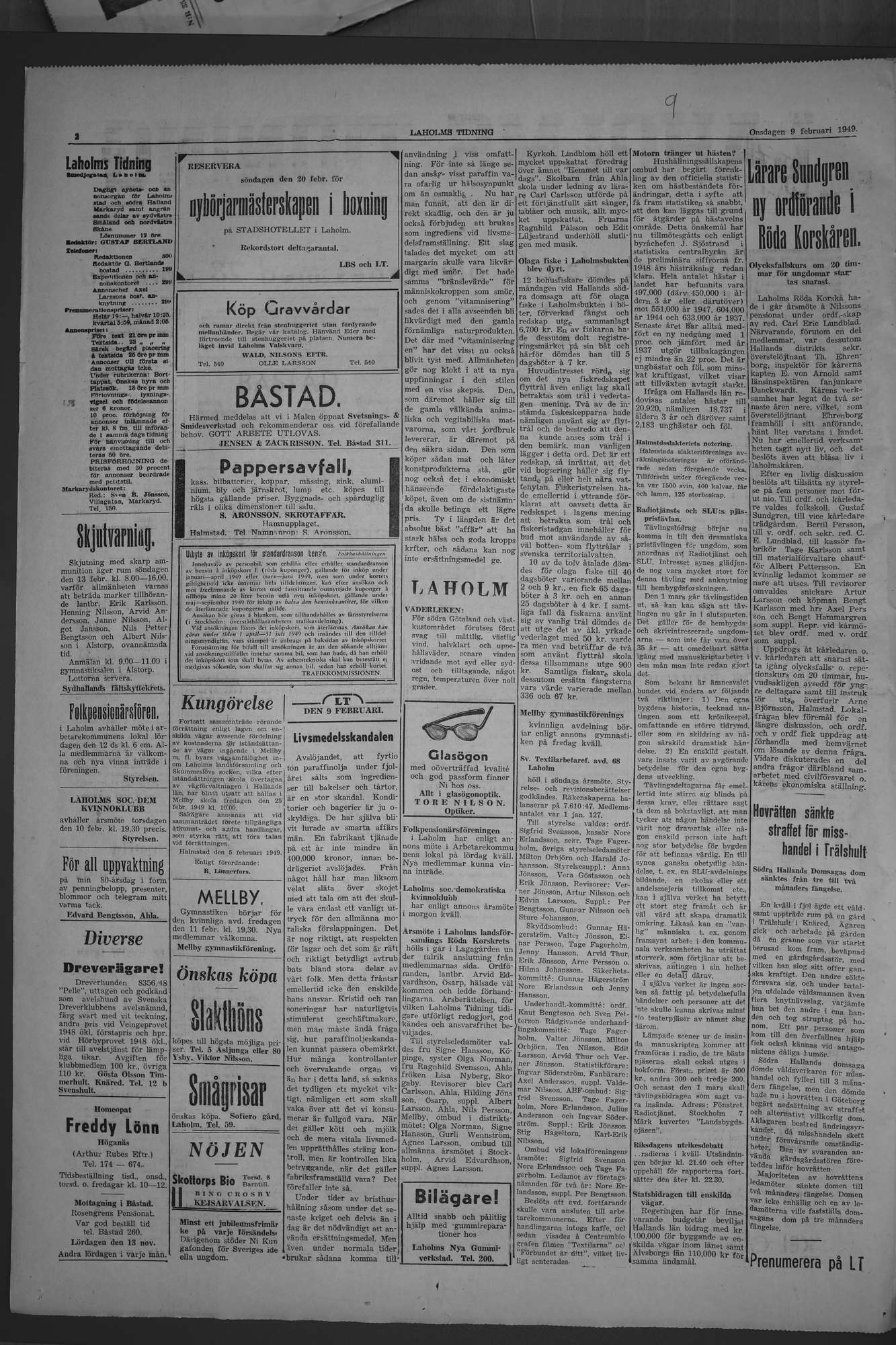 Laholms Tidning Onsdag 9 februari 1949, sida 2