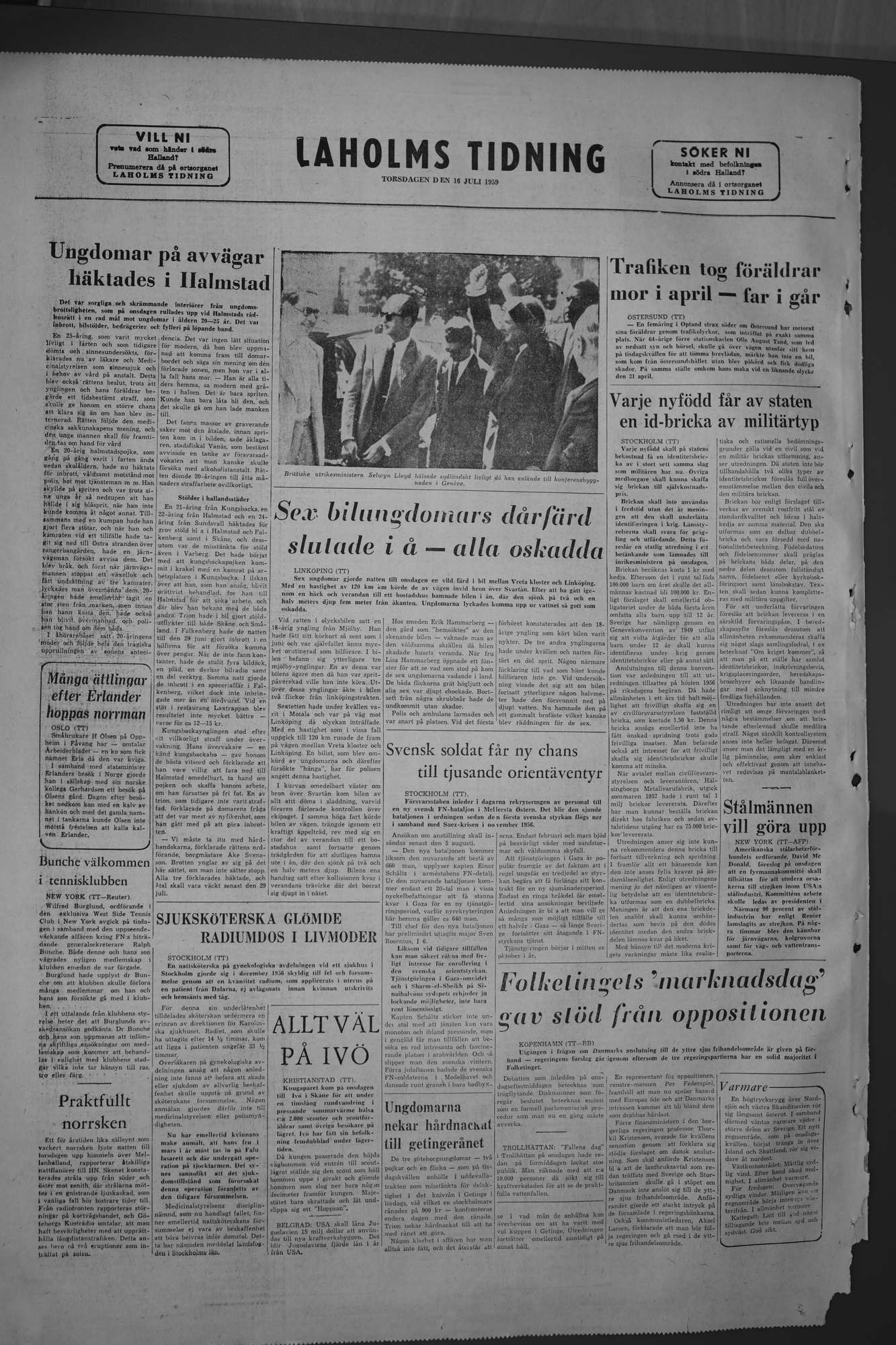 Laholms Tidning Torsdag 16 juli 1959, sida 8