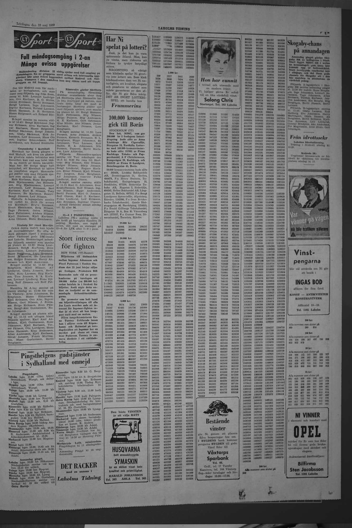 Laholms Tidning Lördag 16 maj 1959, sida 5