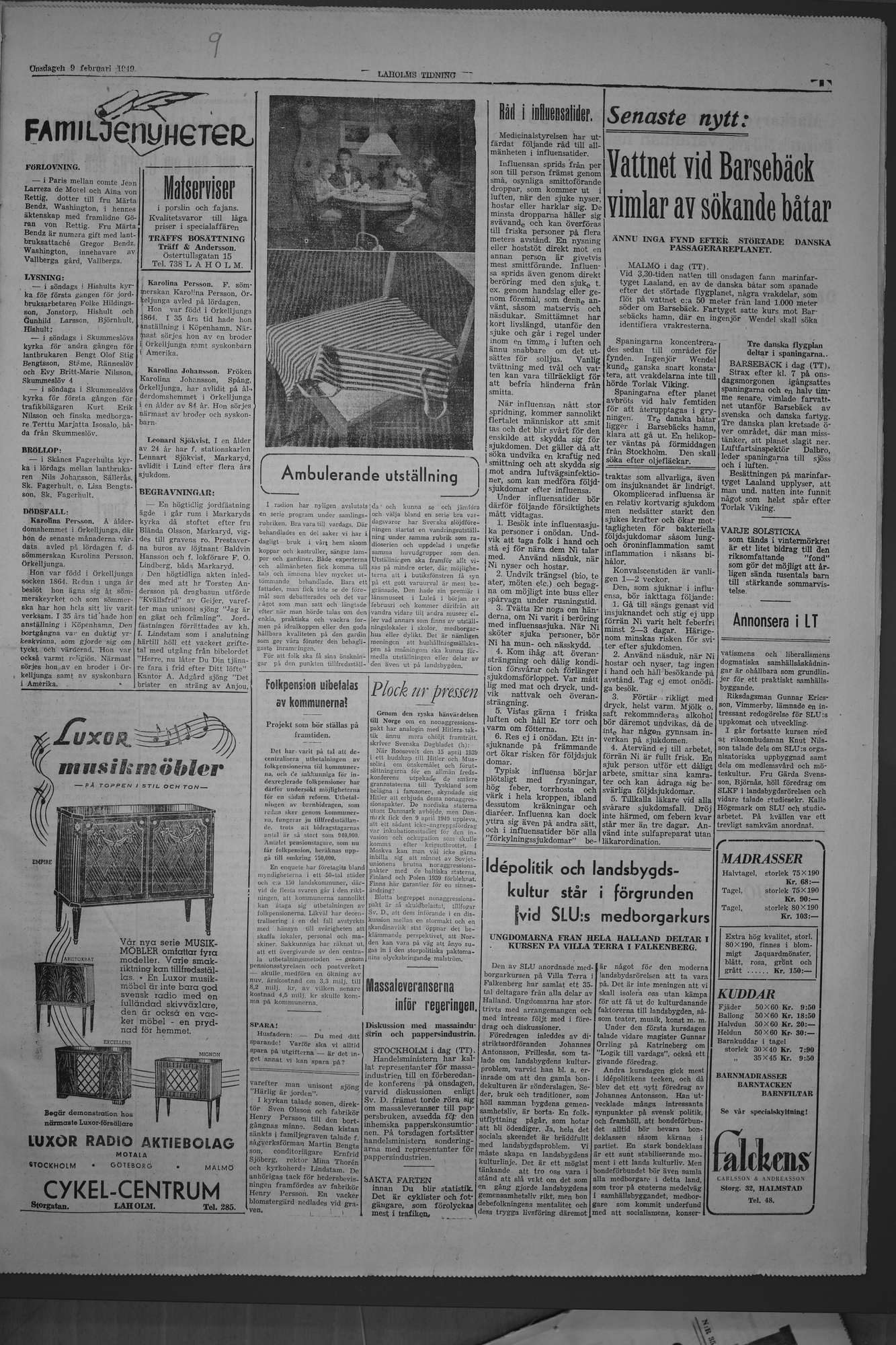 Laholms Tidning Onsdag 9 februari 1949, sida 3