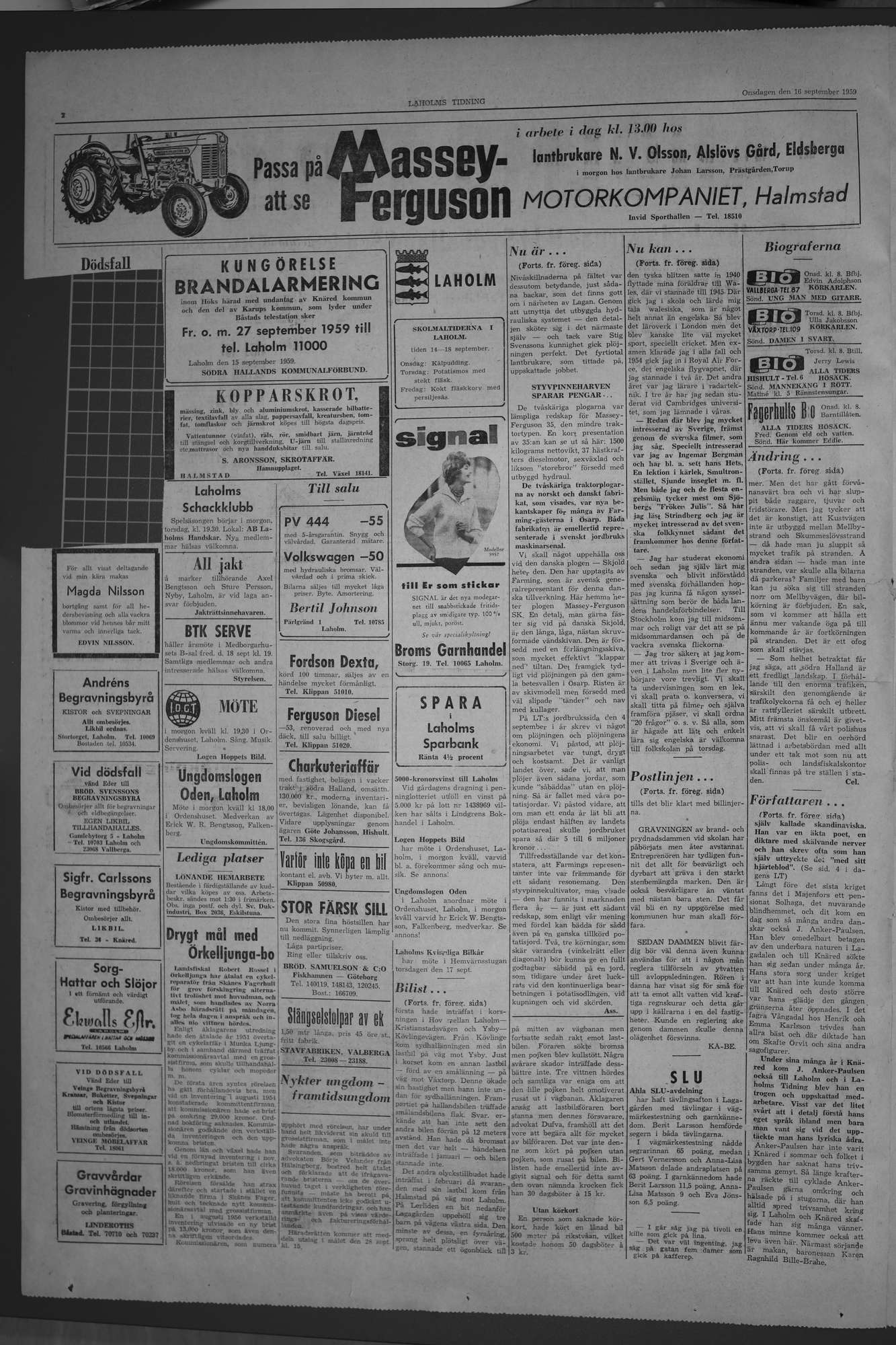 Laholms Tidning Onsdag 16 september 1959, sida 2