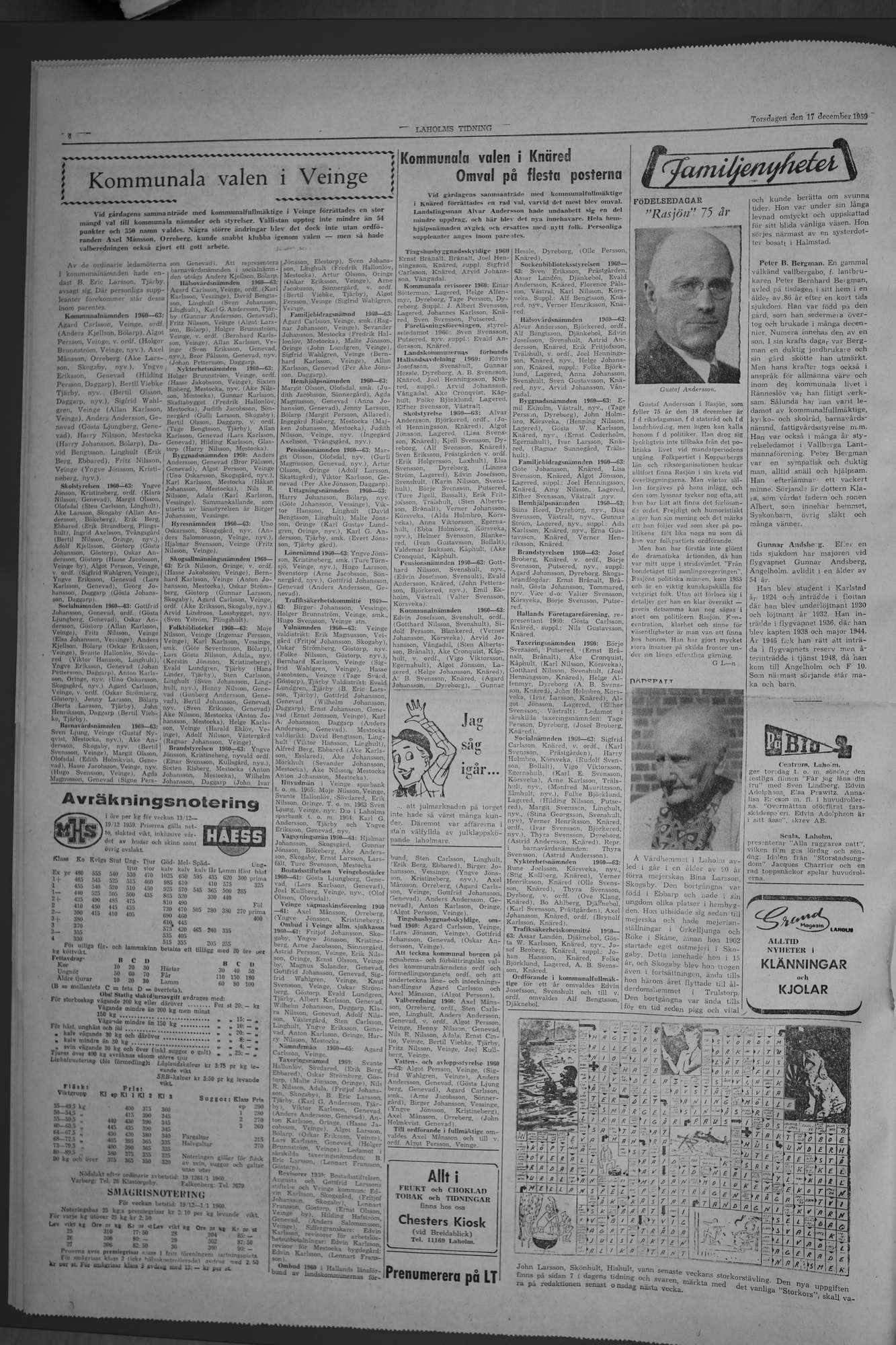 Laholms Tidning Torsdag 17 december 1959, sida 4