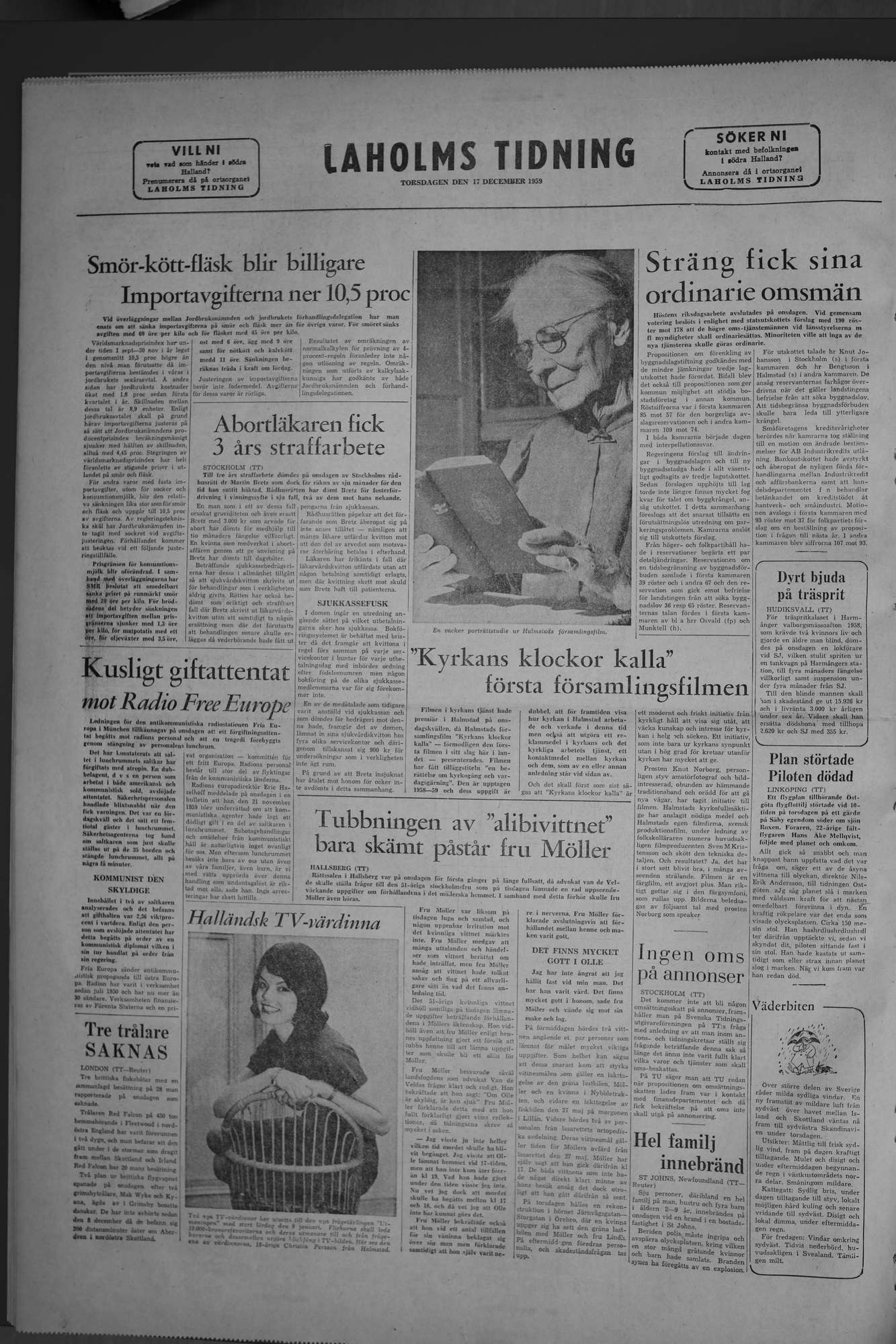 Laholms Tidning Torsdag 17 december 1959, sida 8