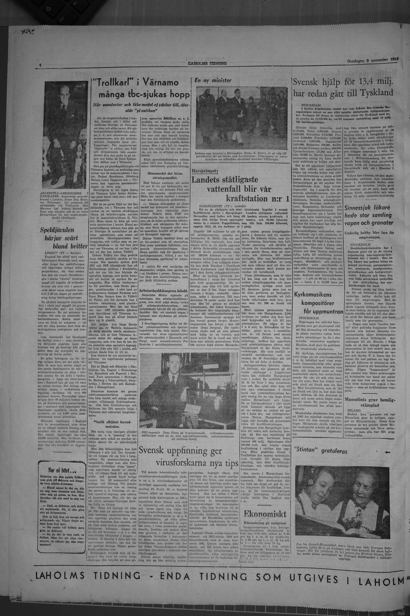 Laholms Tidning Onsdag 9 november 1949, sida 4