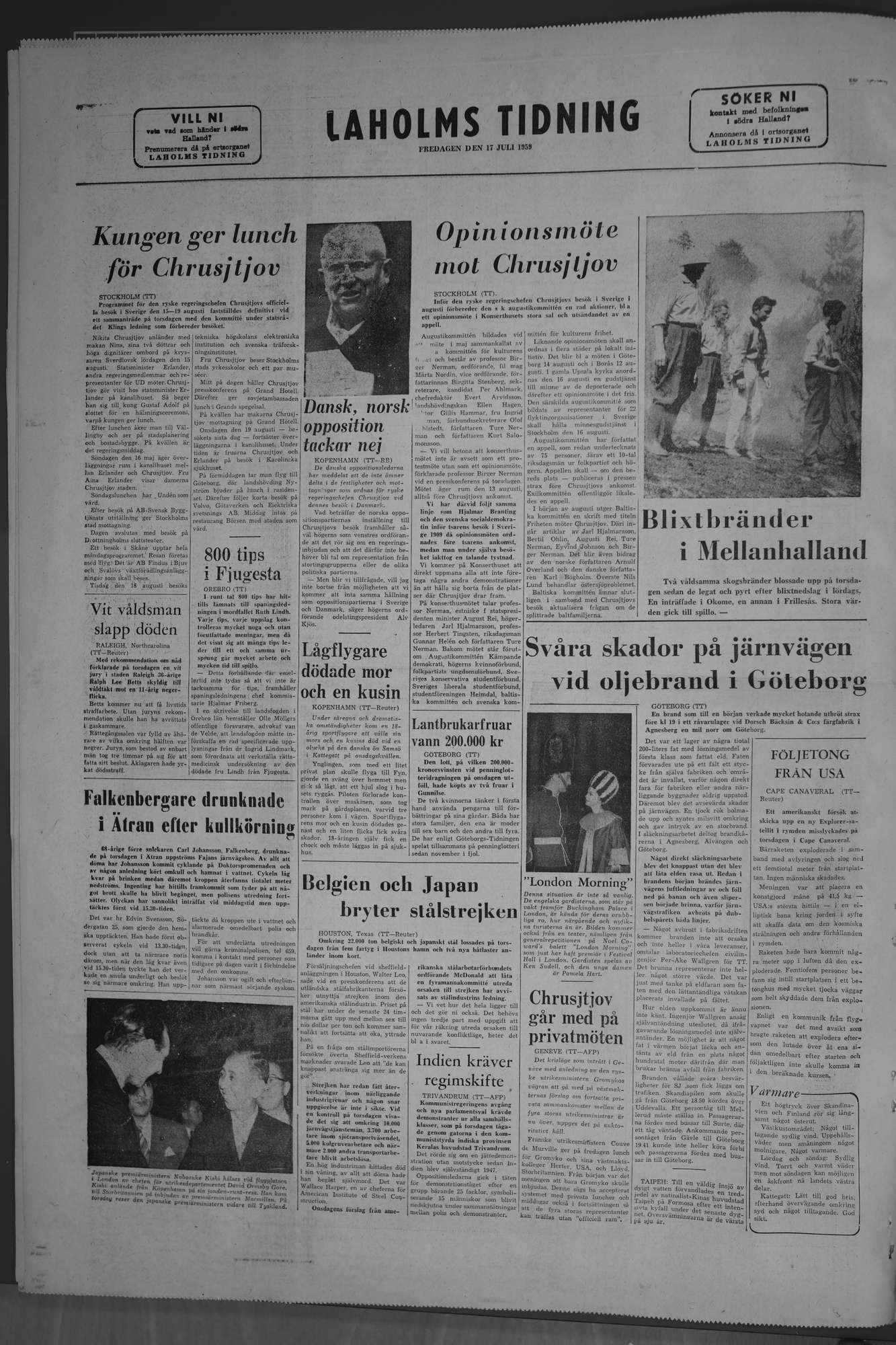Laholms Tidning Fredag 17 juli 1959, sida 8