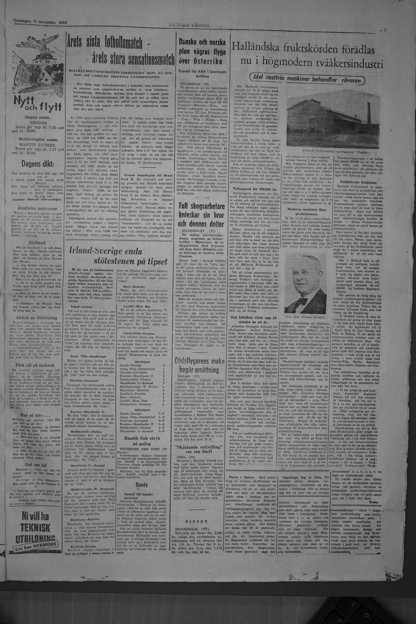 Laholms Tidning Onsdag 9 november 1949, sida 5