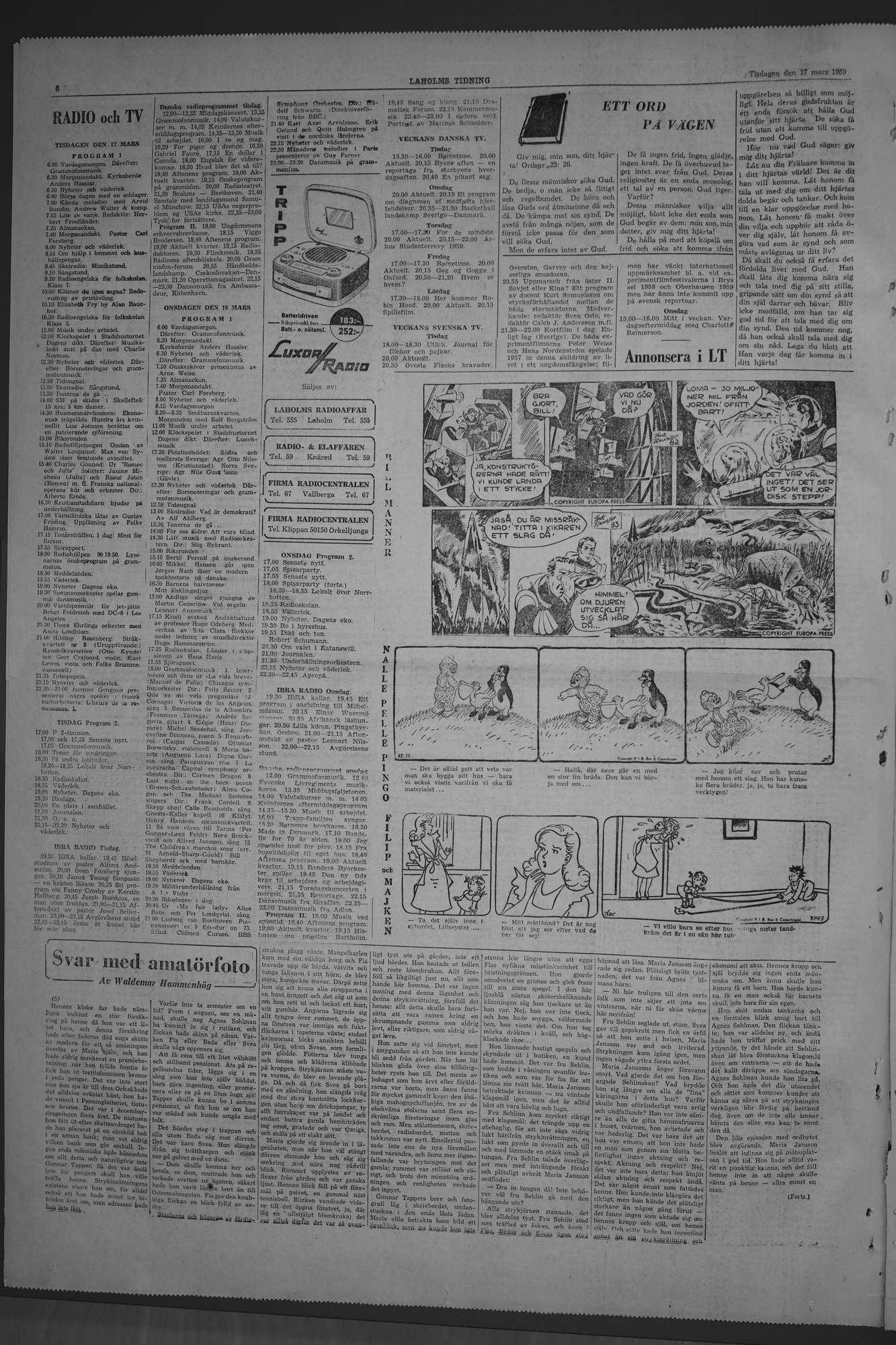 Laholms Tidning Tisdag 17 mars 1959, sida 6