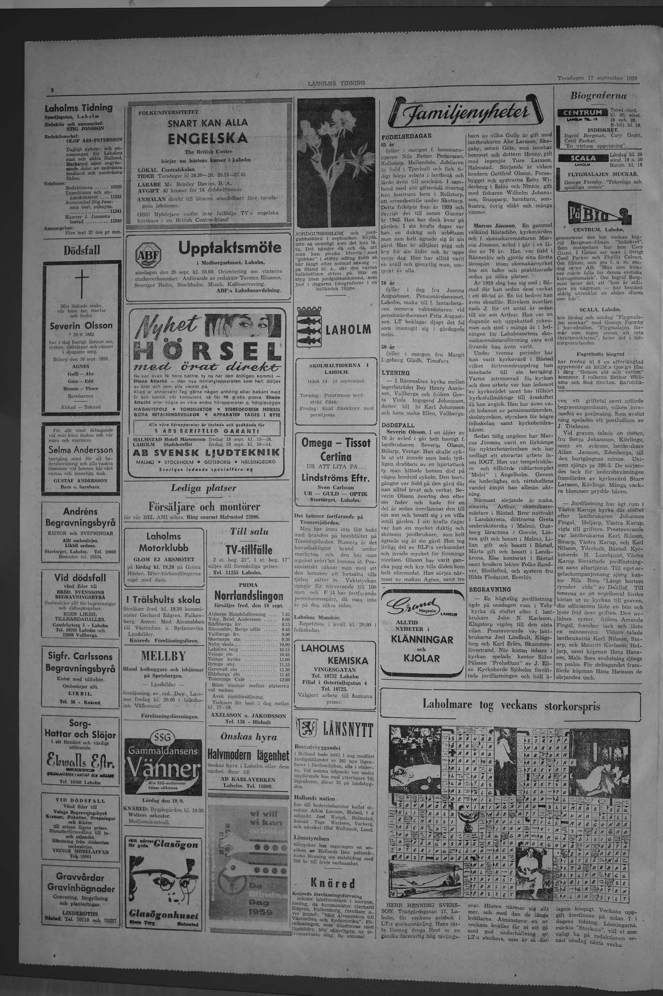 Laholms Tidning Torsdag 17 september 1959, sida 2