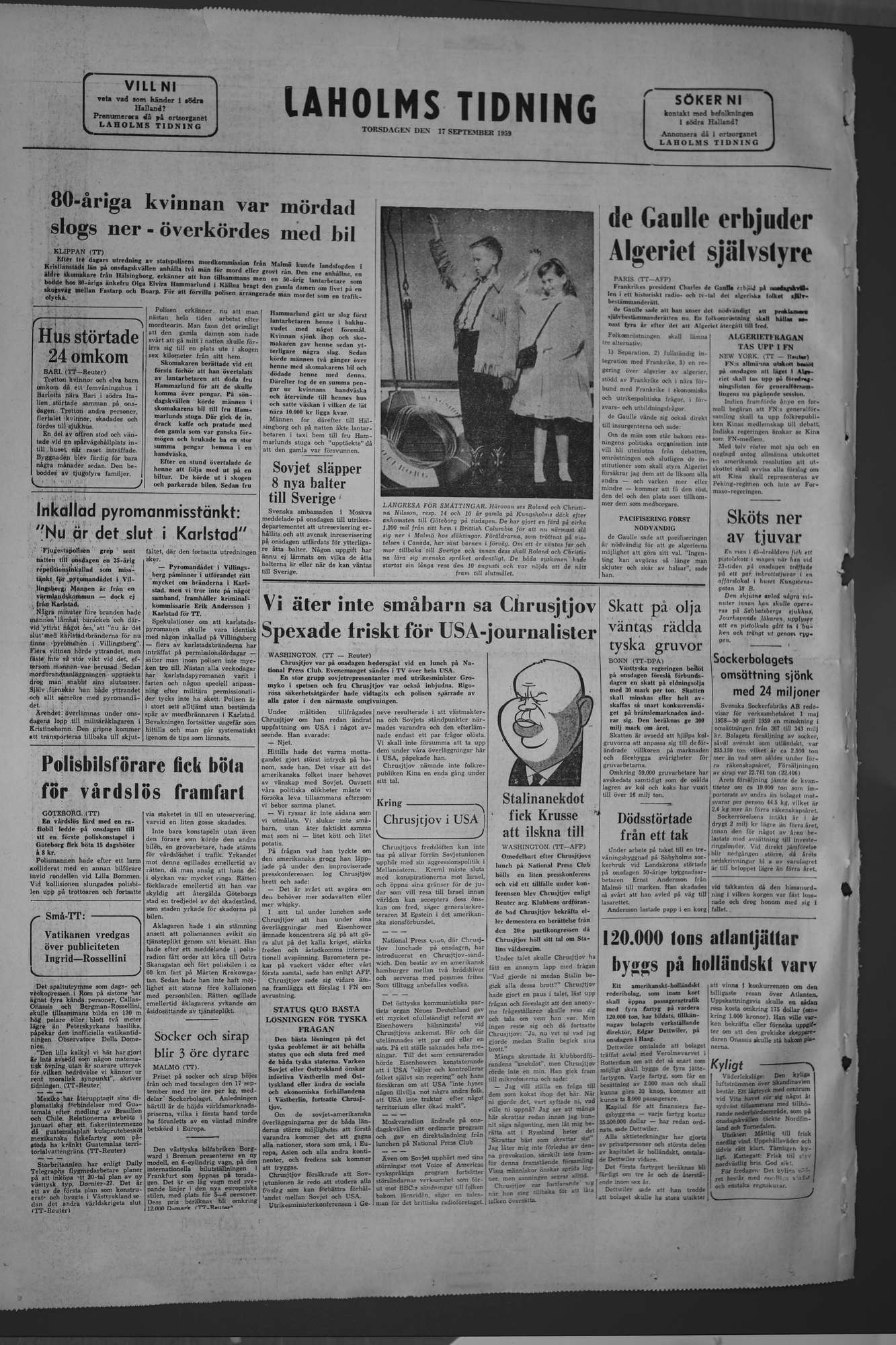 Laholms Tidning Torsdag 17 september 1959, sida 8