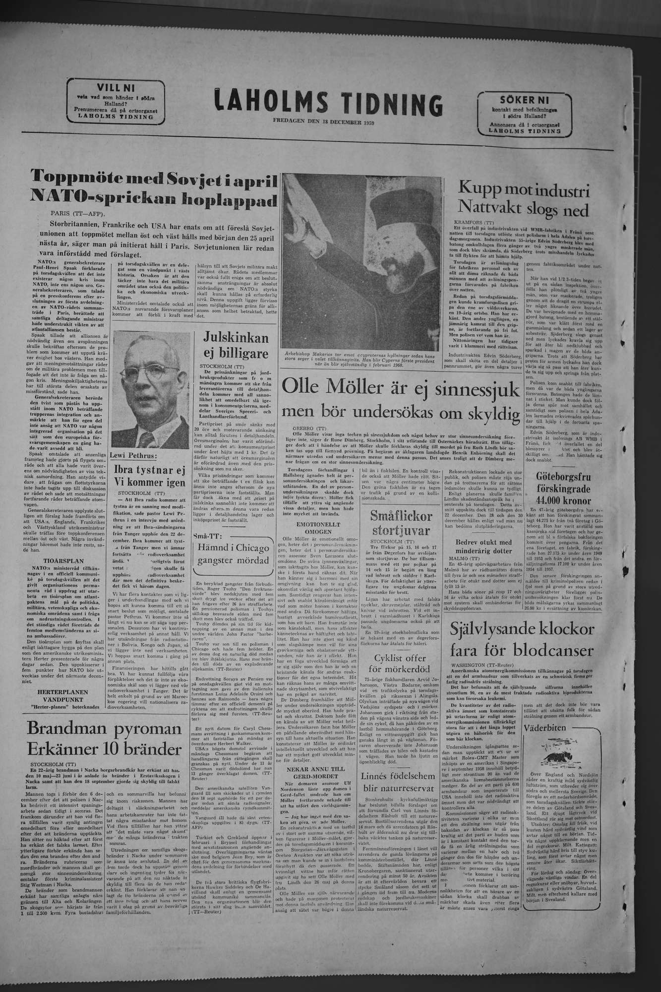 Laholms Tidning Fredag 18 december 1959, sida 8