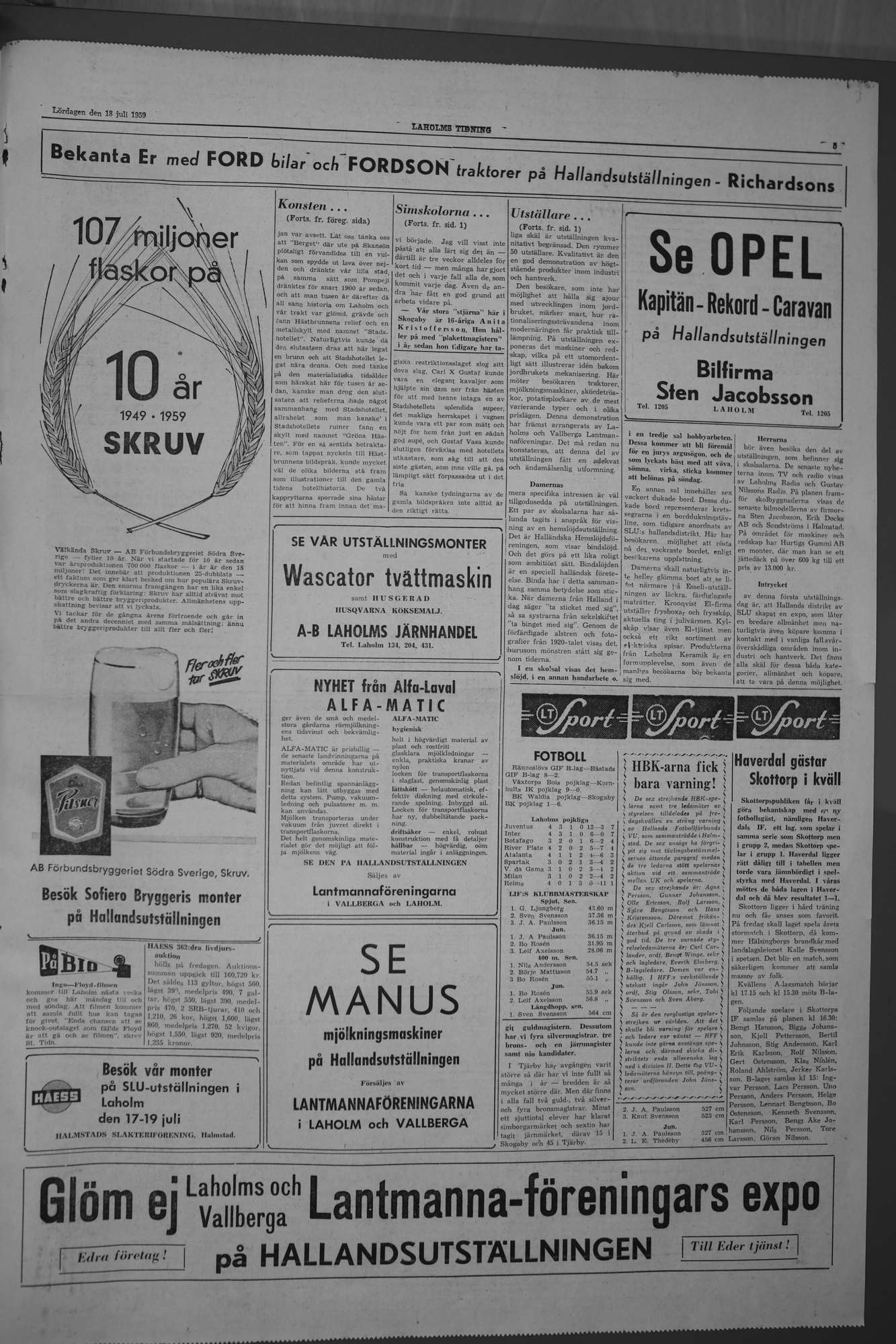 Laholms Tidning Lördag 18 juli 1959, sida 5