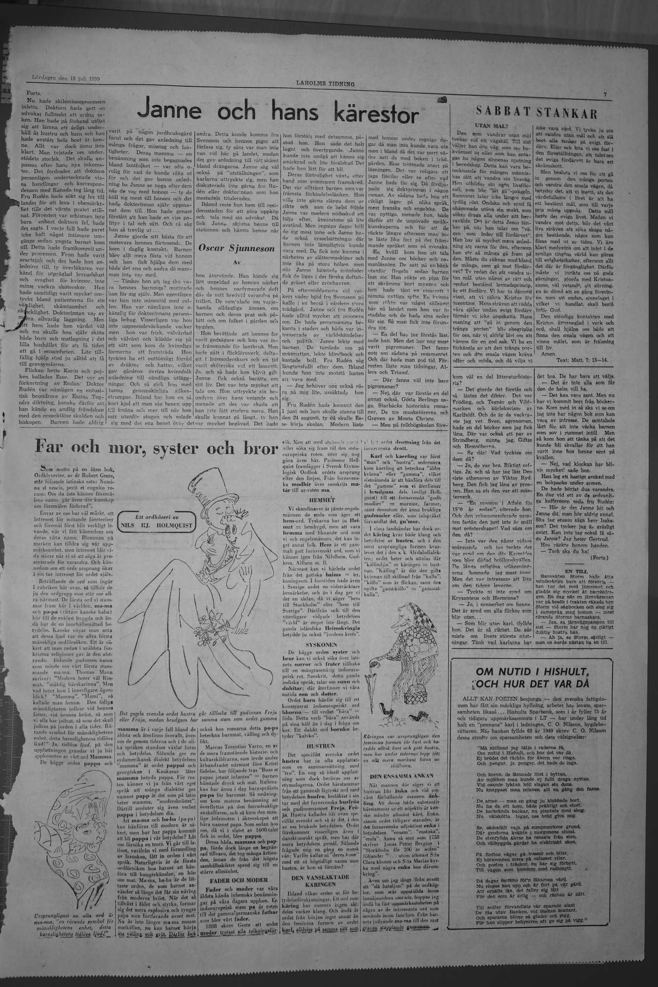 Laholms Tidning Lördag 18 juli 1959, sida 7