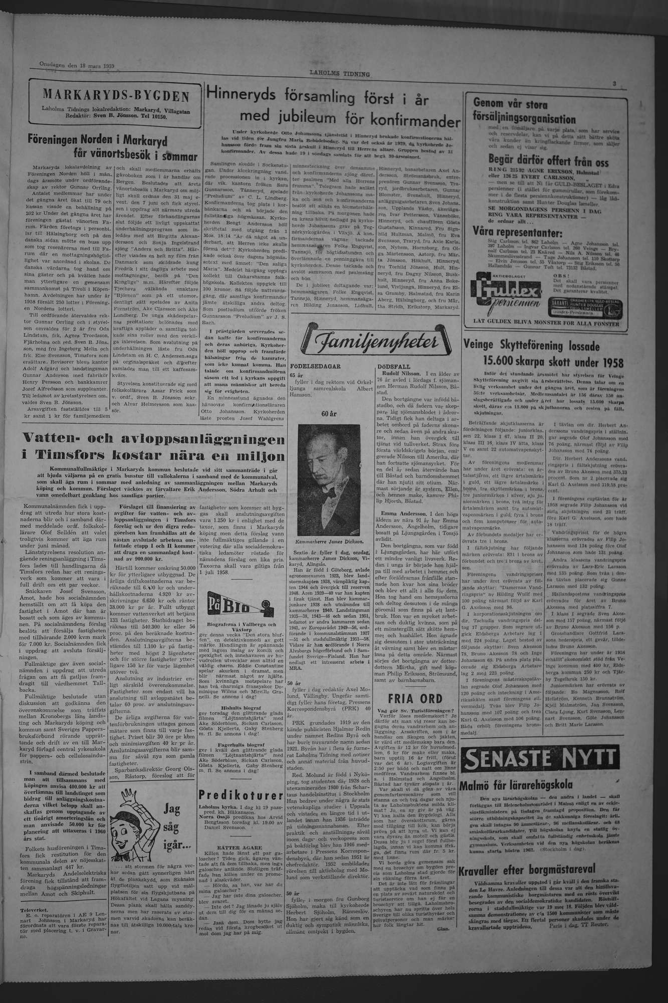 Laholms Tidning Onsdag 18 mars 1959, sida 3