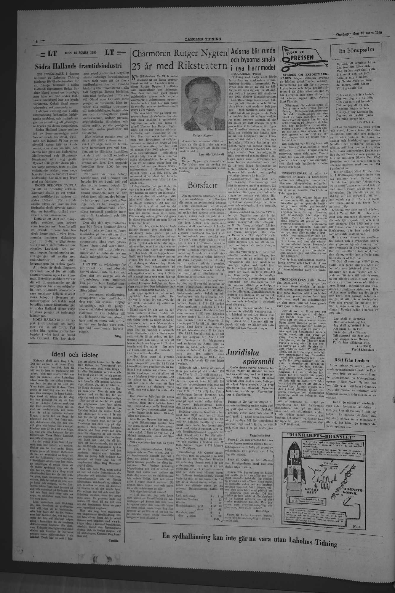 Laholms Tidning Onsdag 18 mars 1959, sida 4