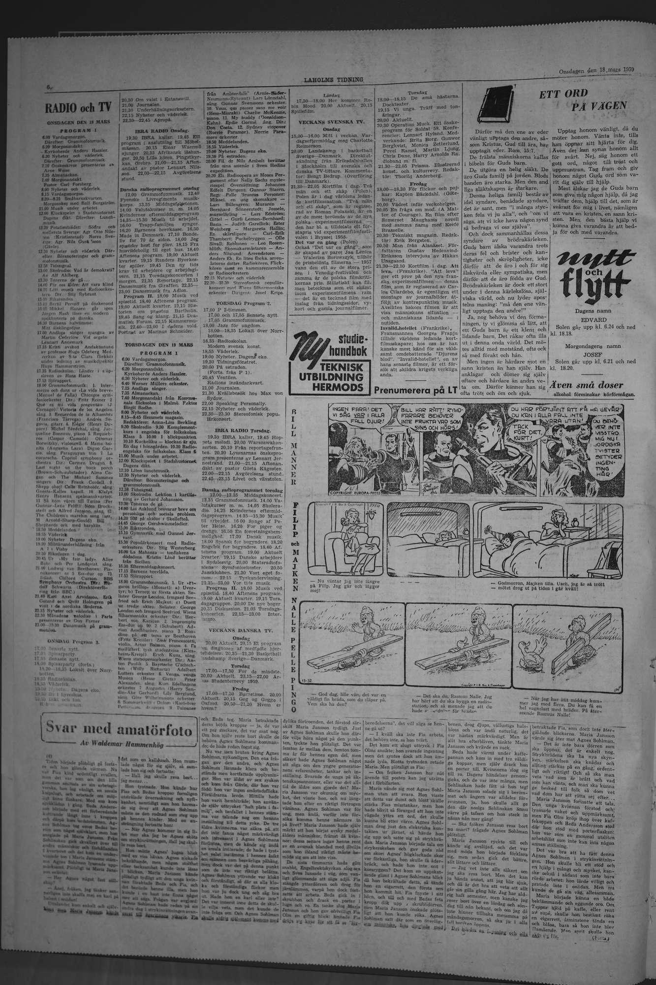 Laholms Tidning Onsdag 18 mars 1959, sida 6