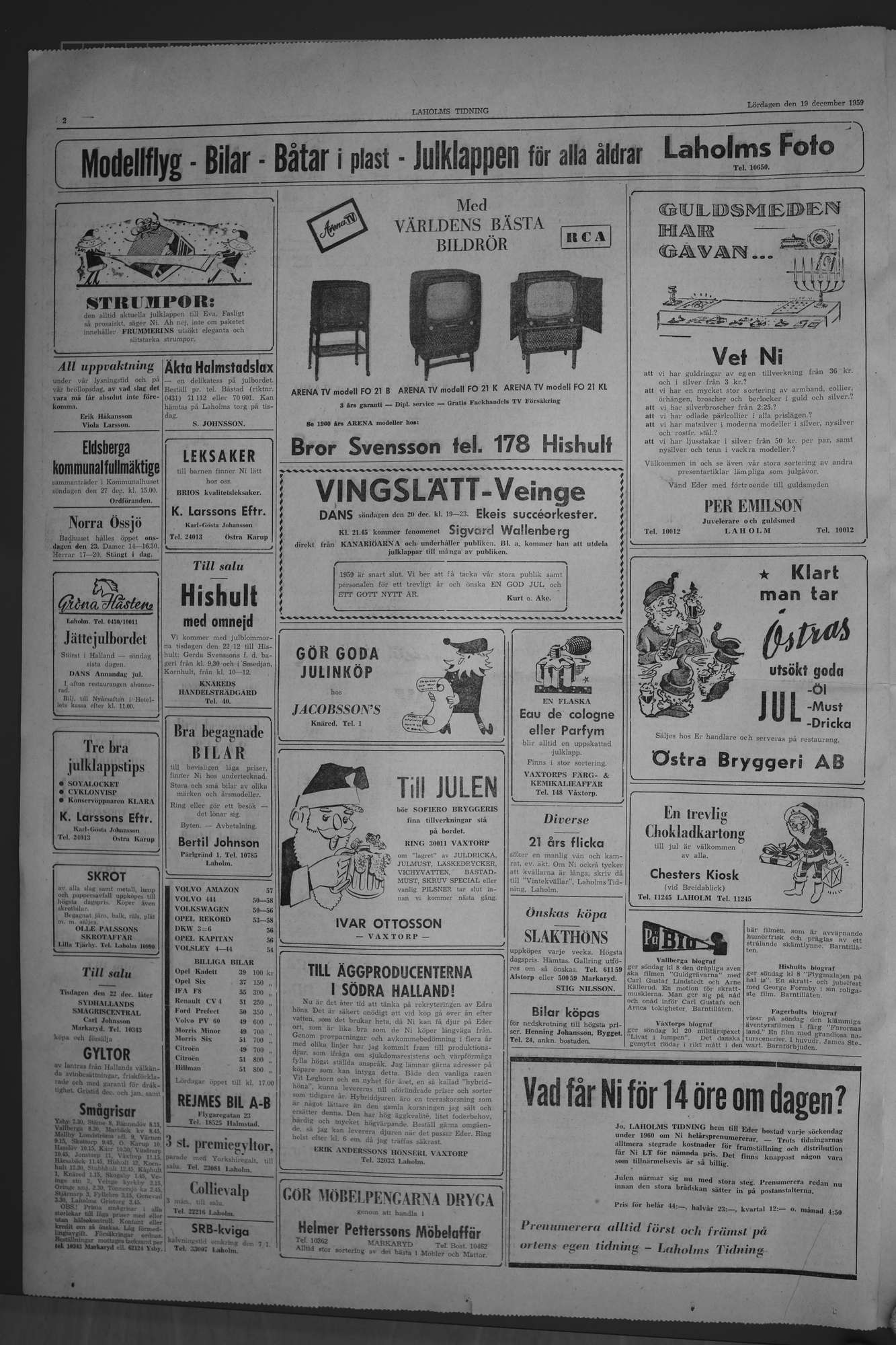 Laholms Tidning Lördag 19 december 1959, sida 2