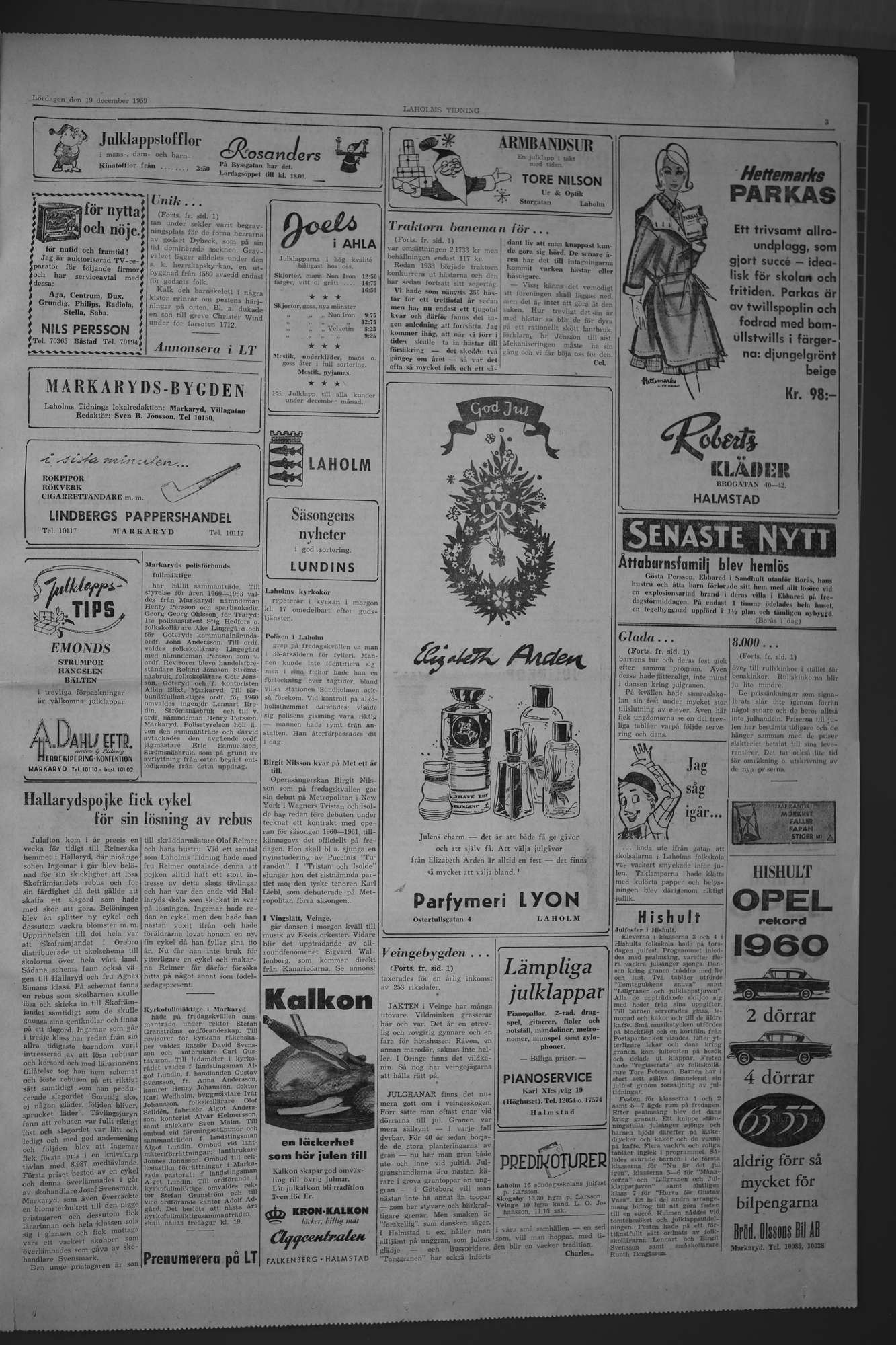 Laholms Tidning Lördag 19 december 1959, sida 3