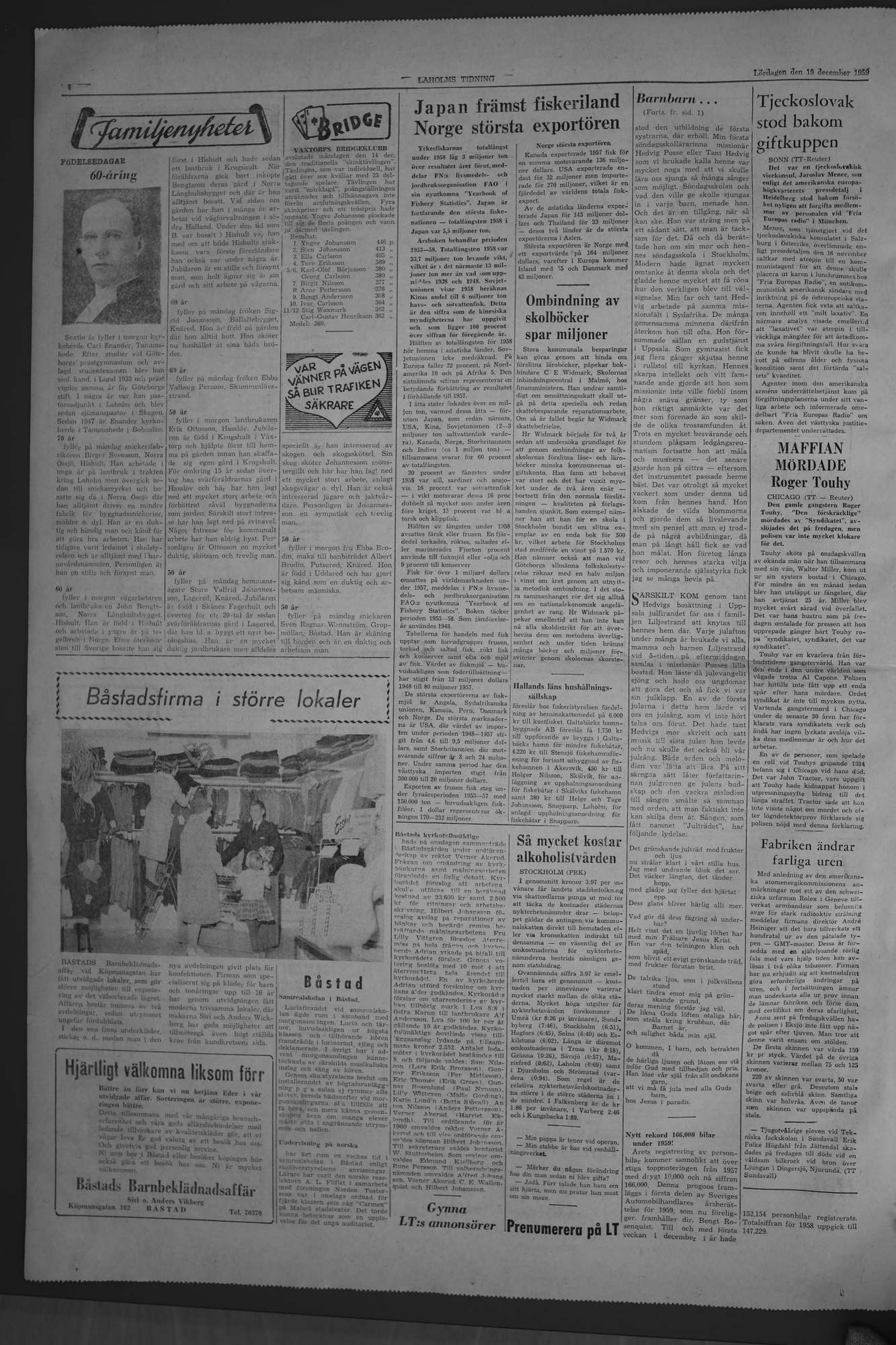 Laholms Tidning Lördag 19 december 1959, sida 4