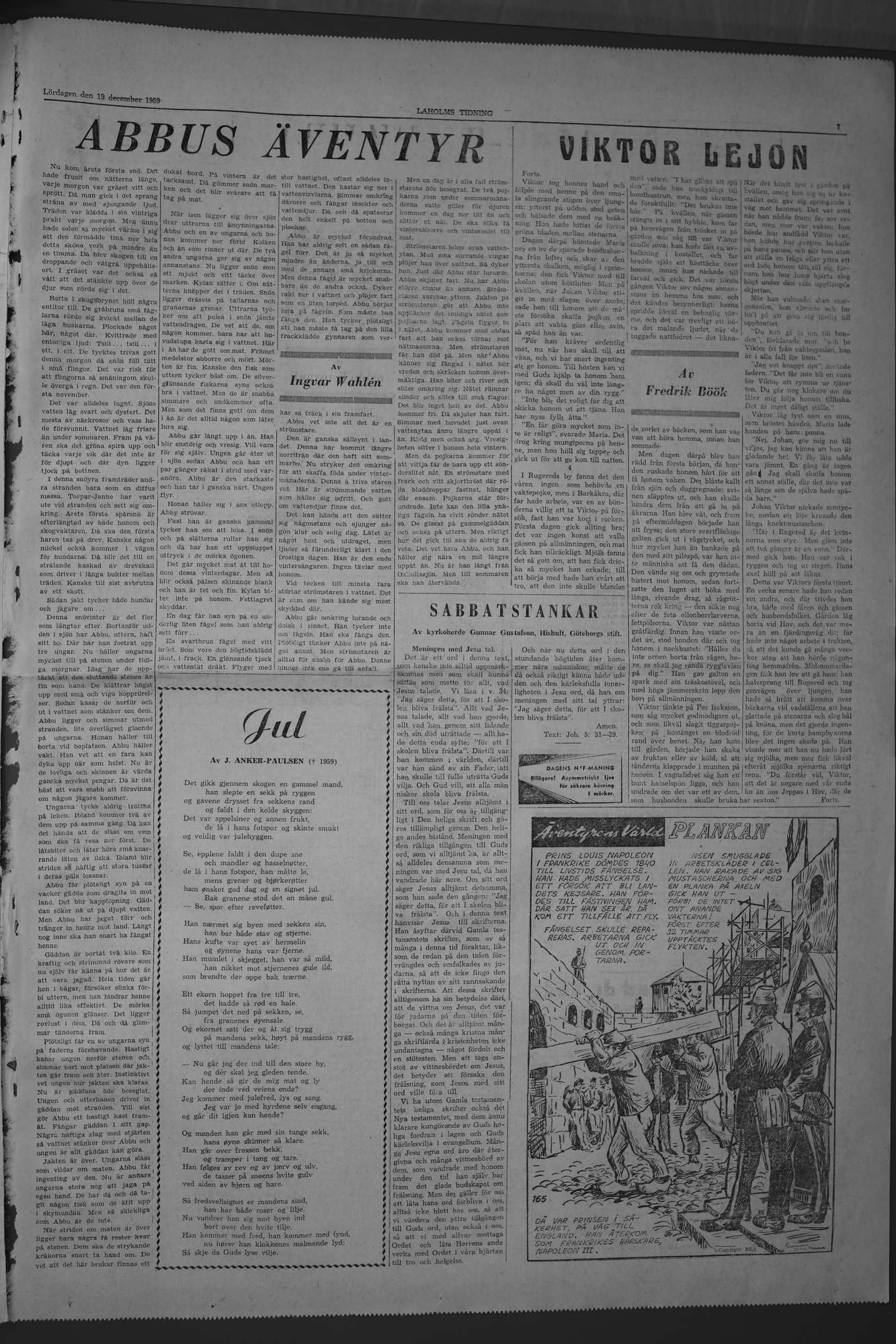 Laholms Tidning Lördag 19 december 1959, sida 7