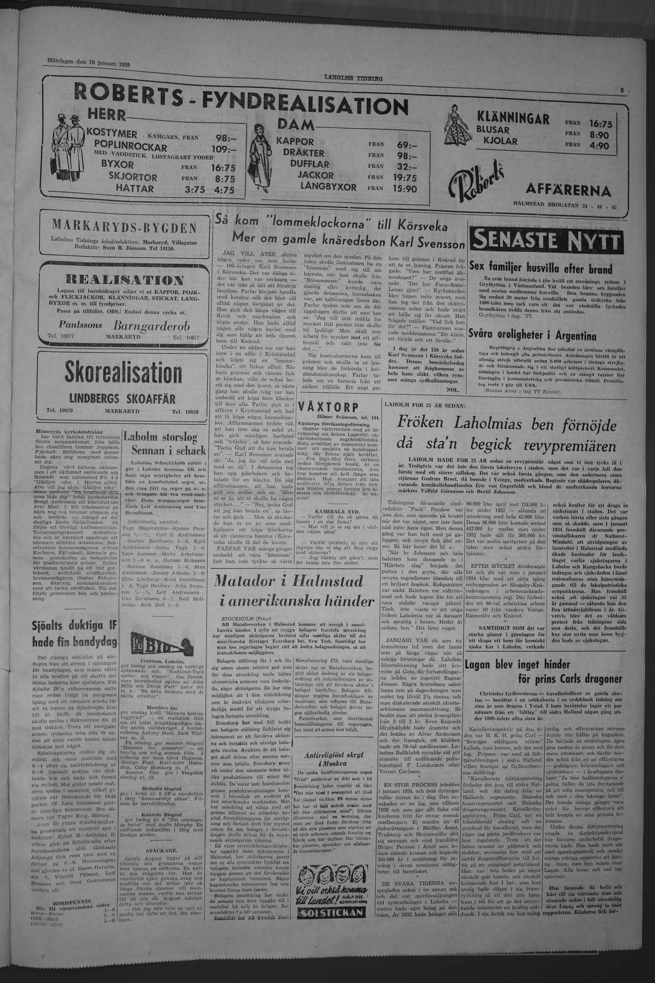 Laholms Tidning Måndag 19 januari 1959, sida 3