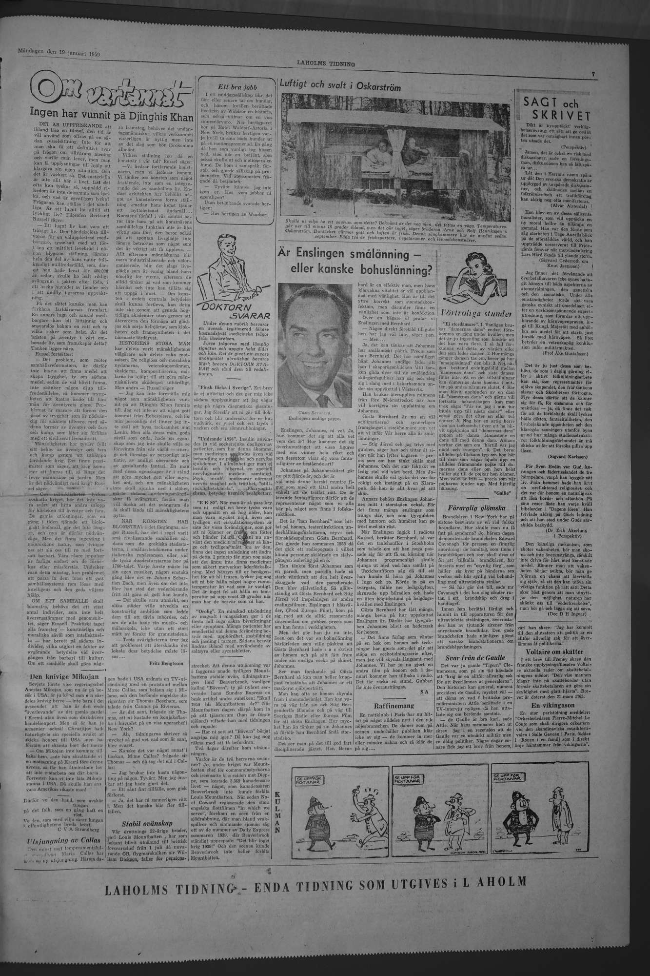 Laholms Tidning Måndag 19 januari 1959, sida 7