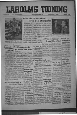 Förstasidan, Onsdag 23 mars 1949
