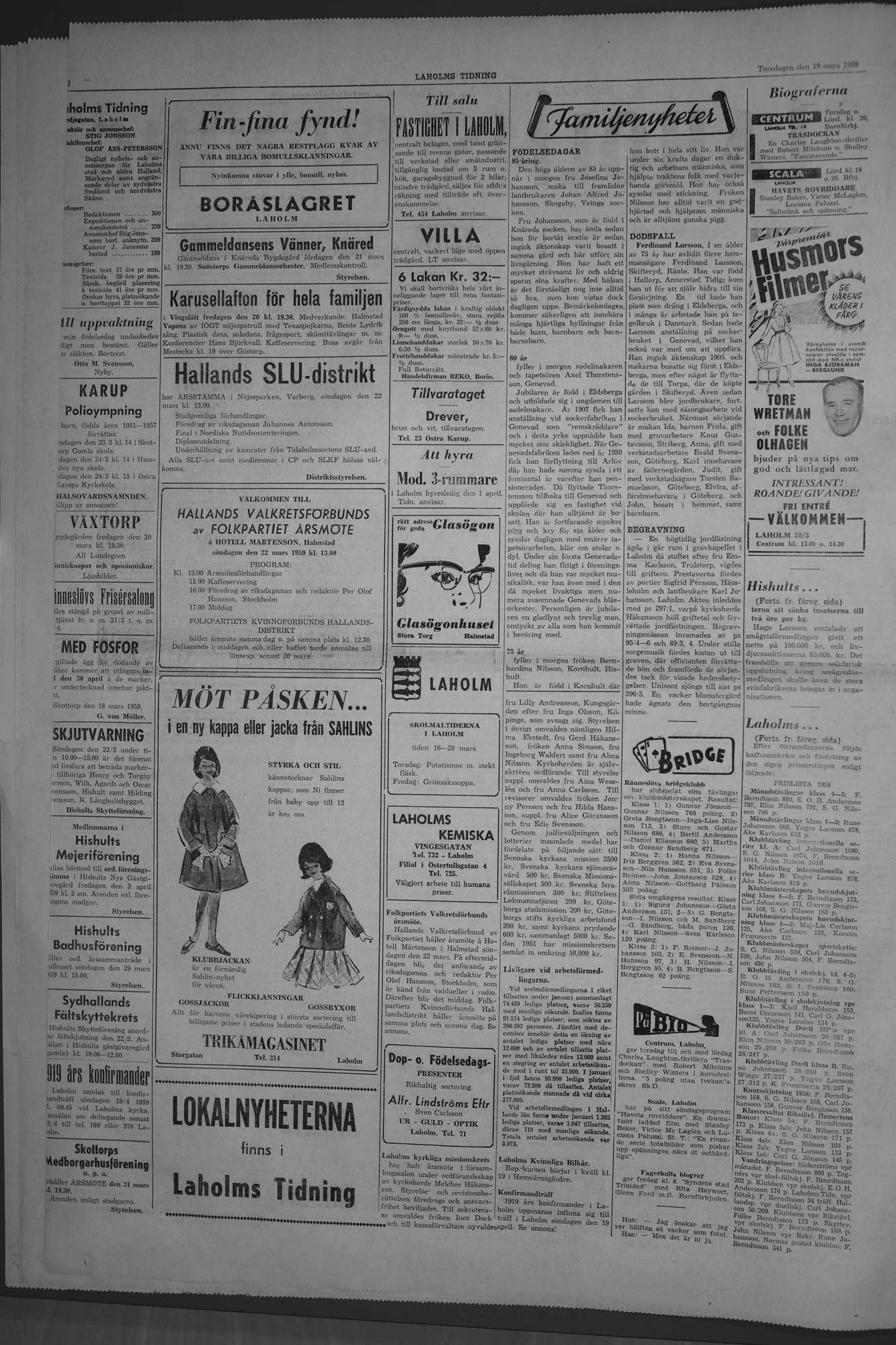 Laholms Tidning Torsdag 19 mars 1959, sida 2