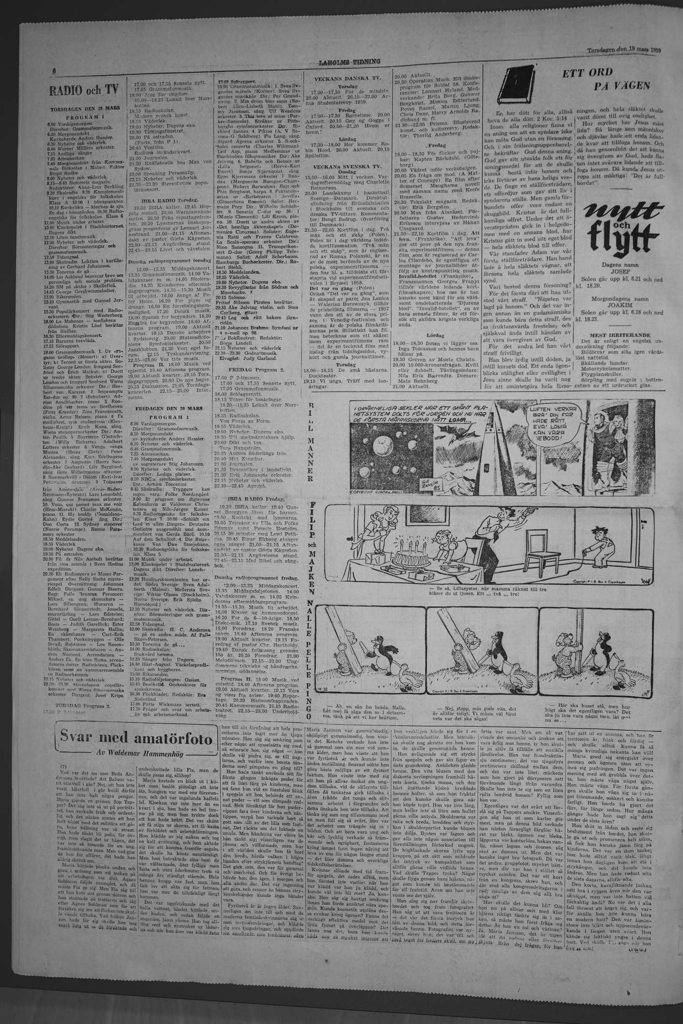 Laholms Tidning Torsdag 19 mars 1959, sida 6
