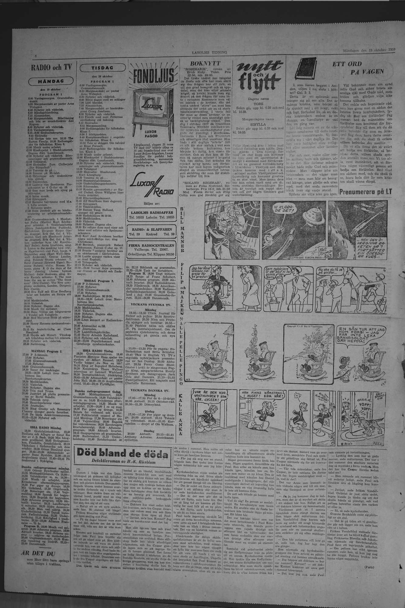 Laholms Tidning Måndag 19 oktober 1959, sida 6