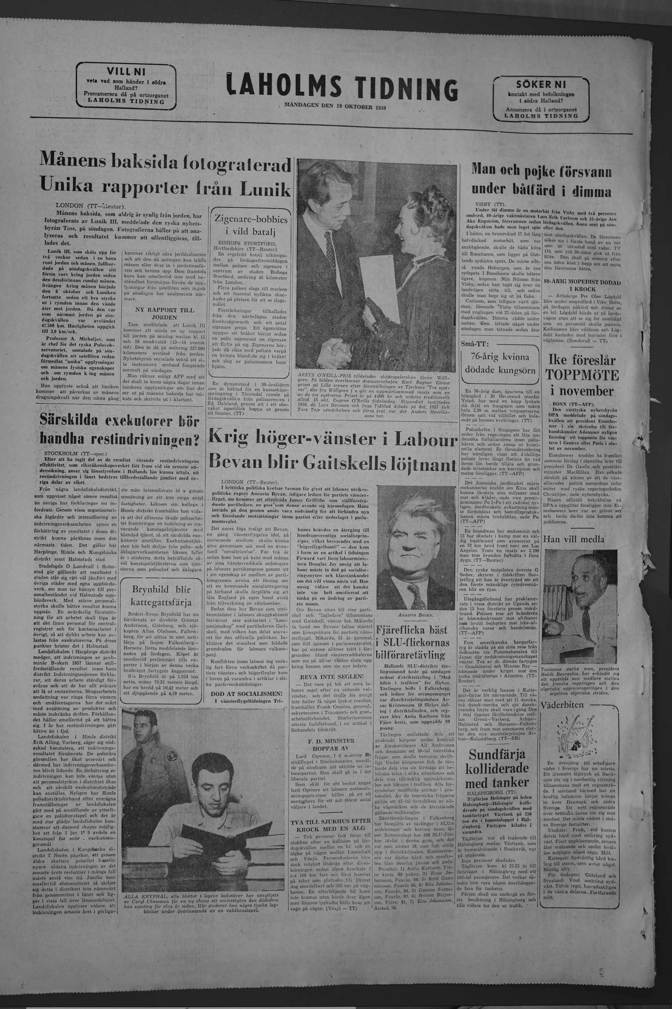 Laholms Tidning Måndag 19 oktober 1959, sida 8