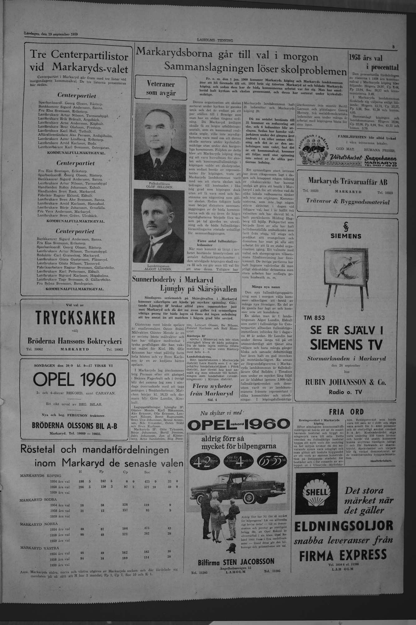 Laholms Tidning Lördag 19 september 1959, sida 3