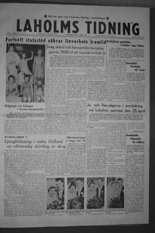Förstasidan, Torsdag 2 april 1959