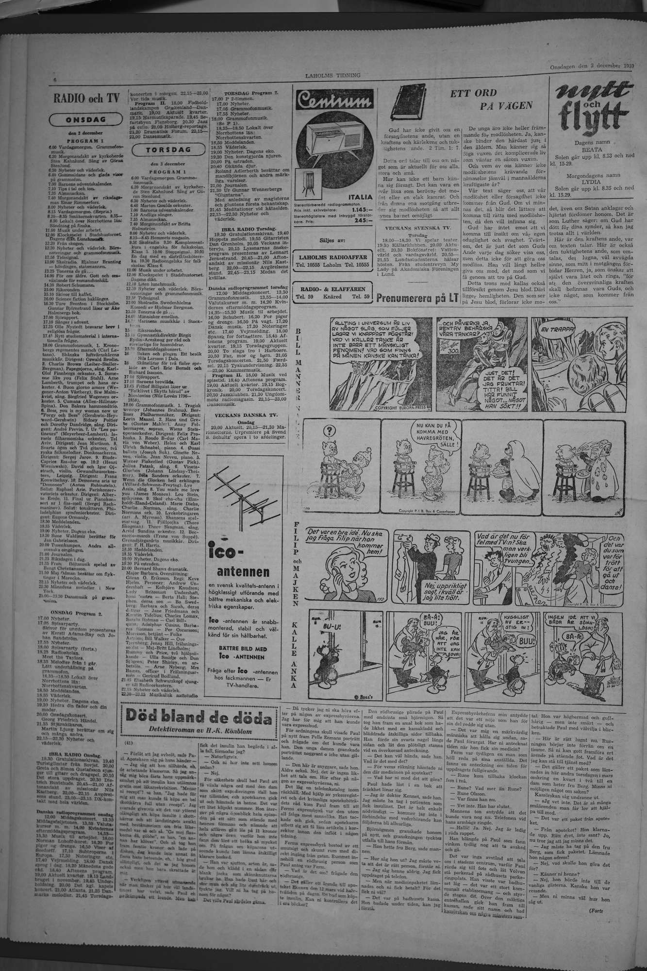 Laholms Tidning Onsdag 2 december 1959, sida 6