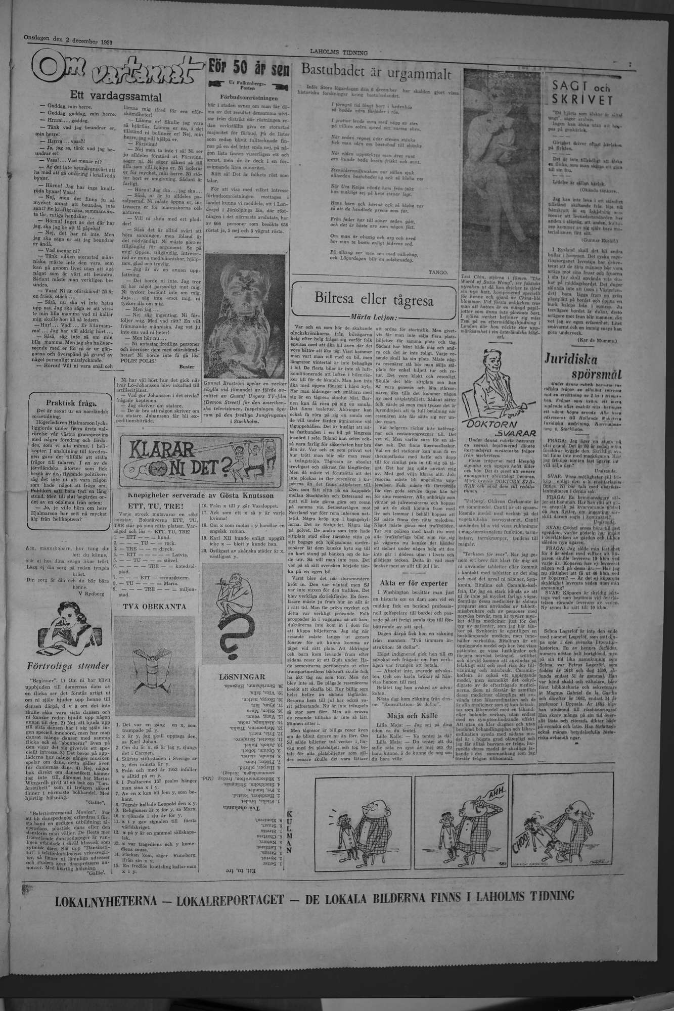Laholms Tidning Onsdag 2 december 1959, sida 7