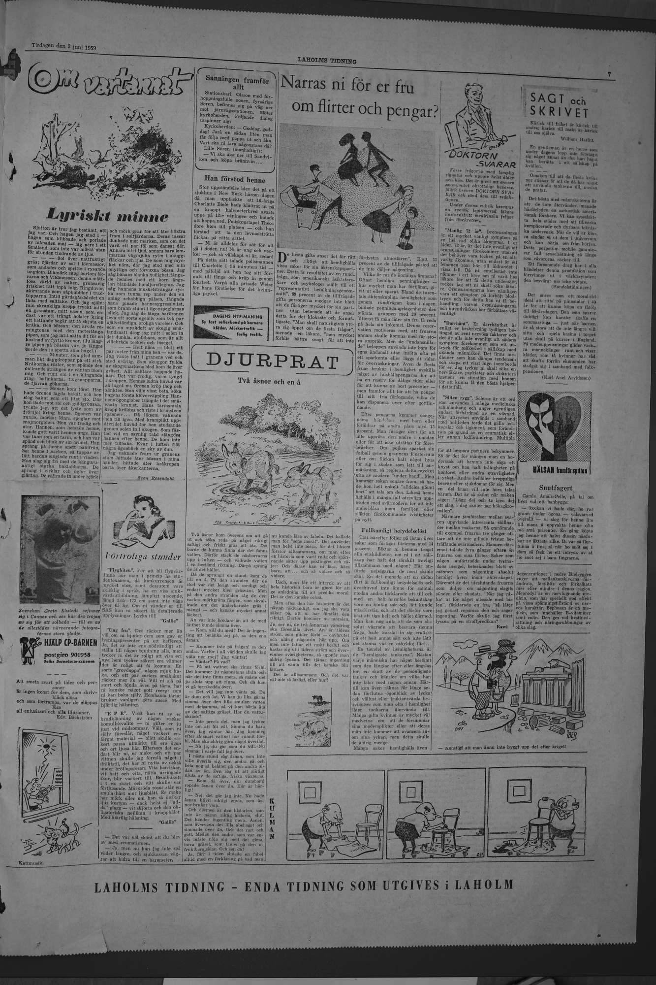 Laholms Tidning Tisdag 2 juni 1959, sida 7