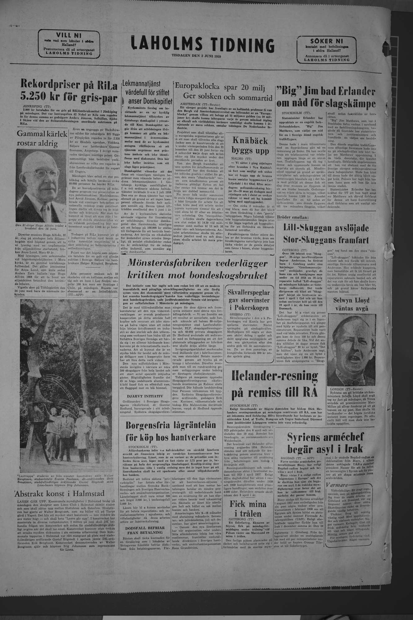 Laholms Tidning Tisdag 2 juni 1959, sida 8