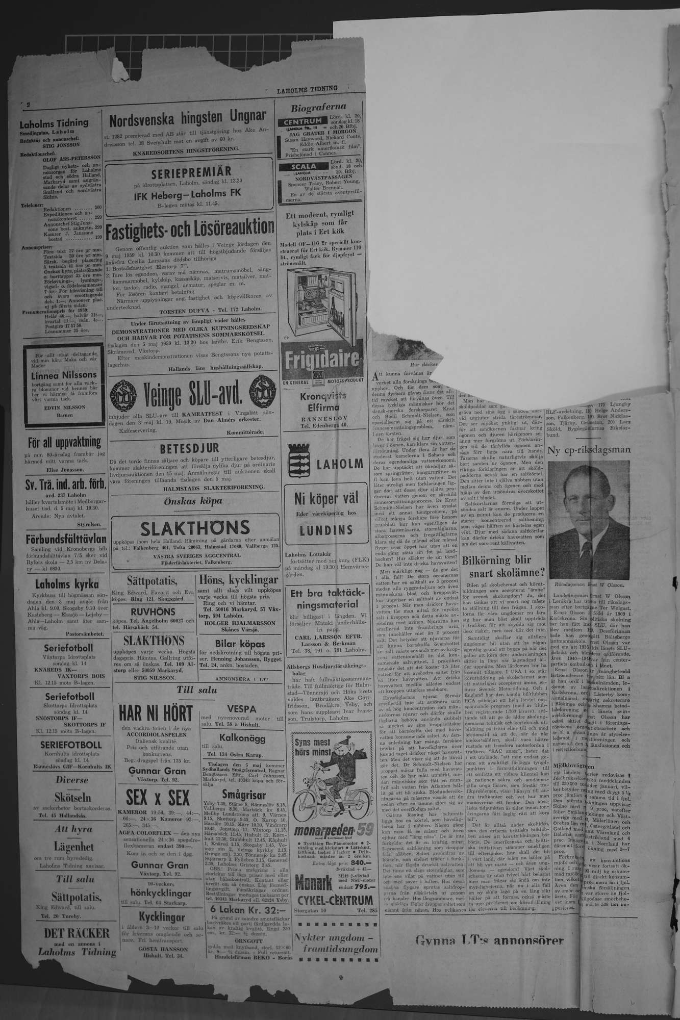 Laholms Tidning Lördag 2 maj 1959, sida 2