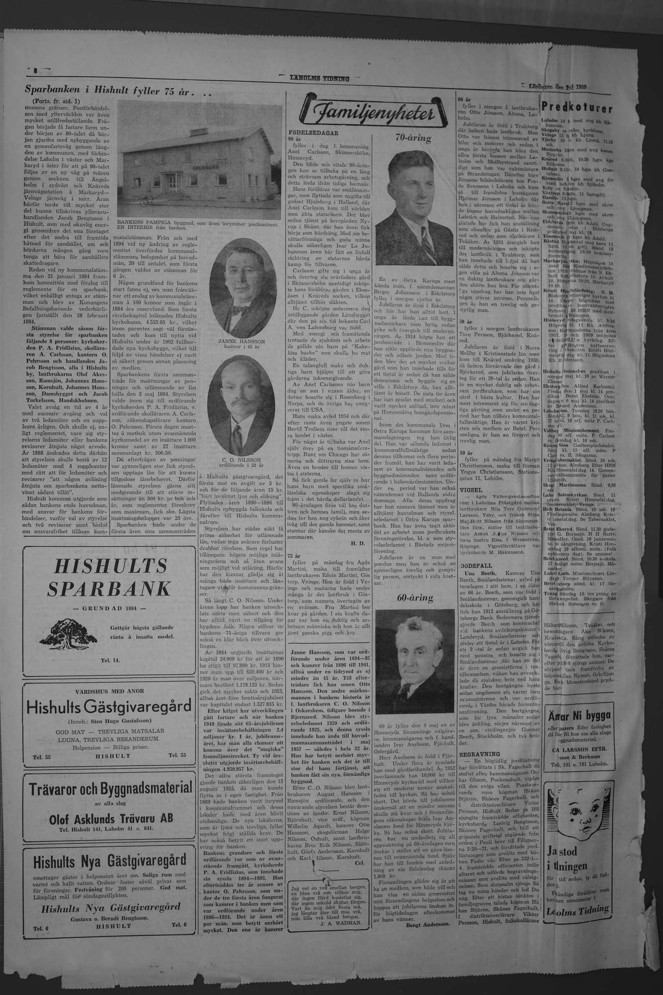 Laholms Tidning Lördag 2 maj 1959, sida 4