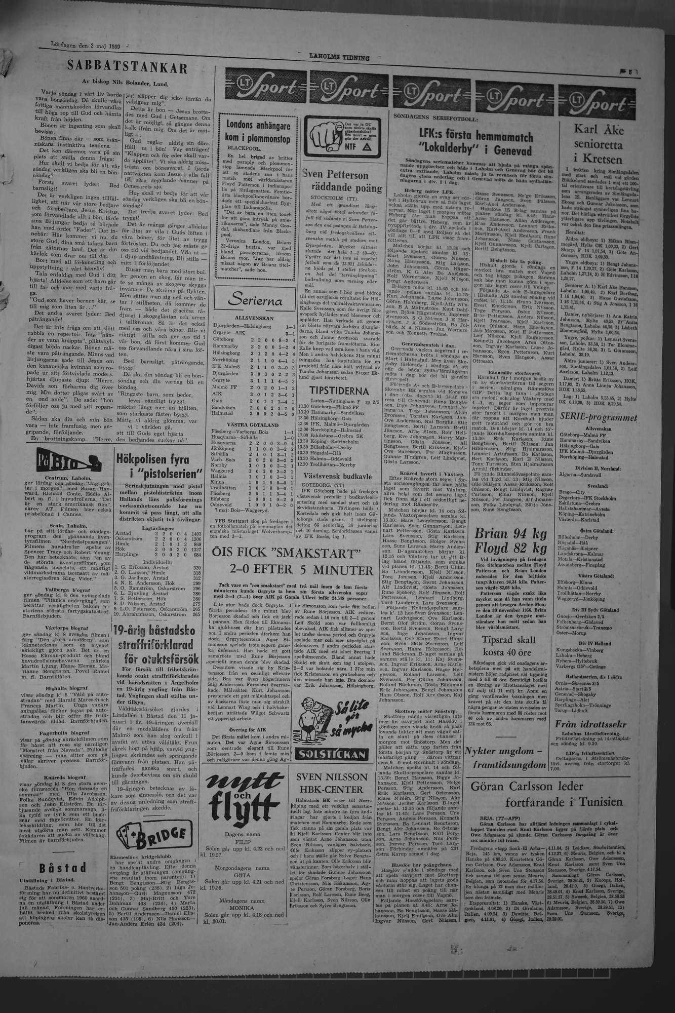 Laholms Tidning Lördag 2 maj 1959, sida 5