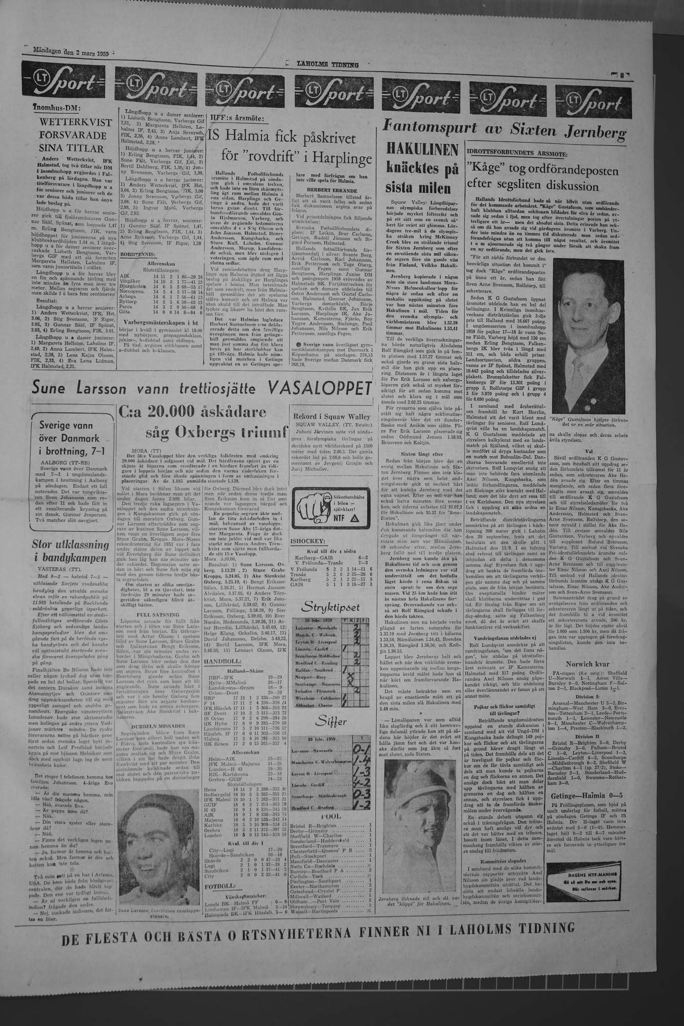 Laholms Tidning Måndag 2 mars 1959, sida 5