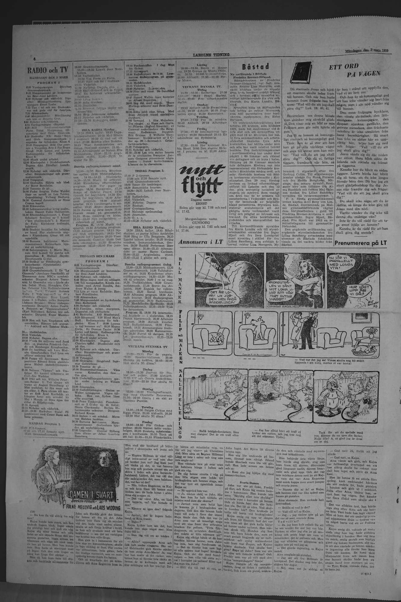 Laholms Tidning Måndag 2 mars 1959, sida 6