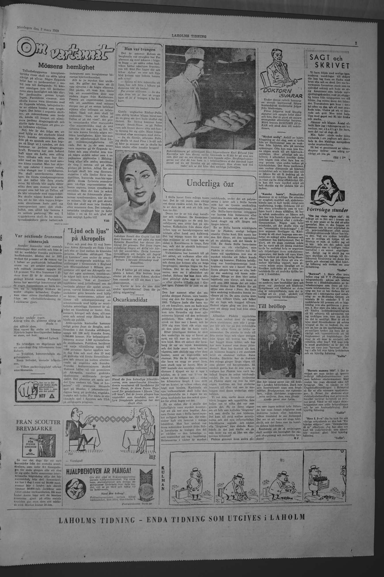 Laholms Tidning Måndag 2 mars 1959, sida 7