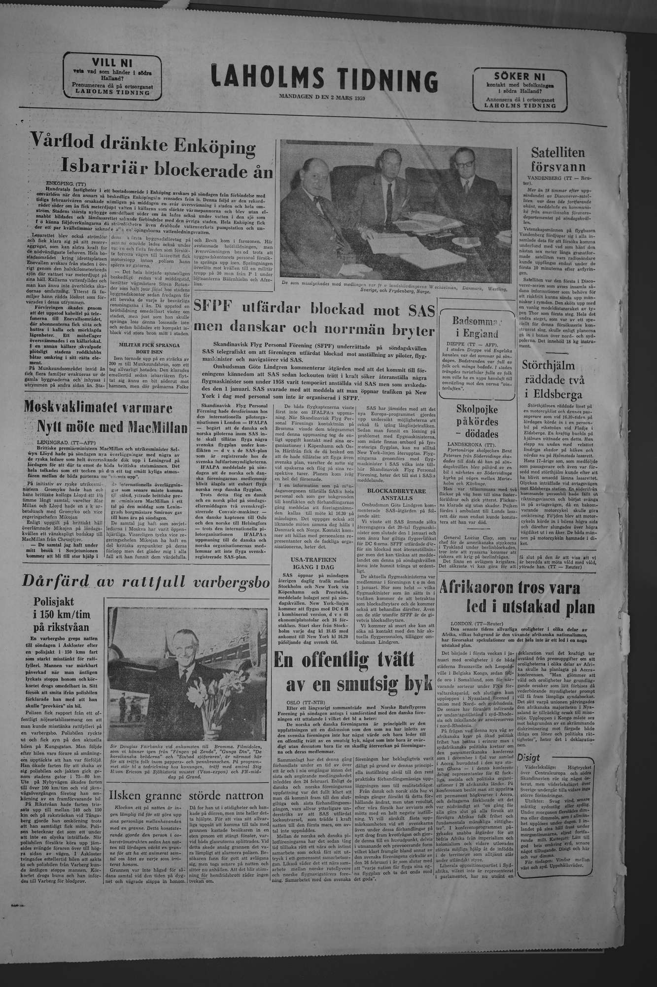 Laholms Tidning Måndag 2 mars 1959, sida 8