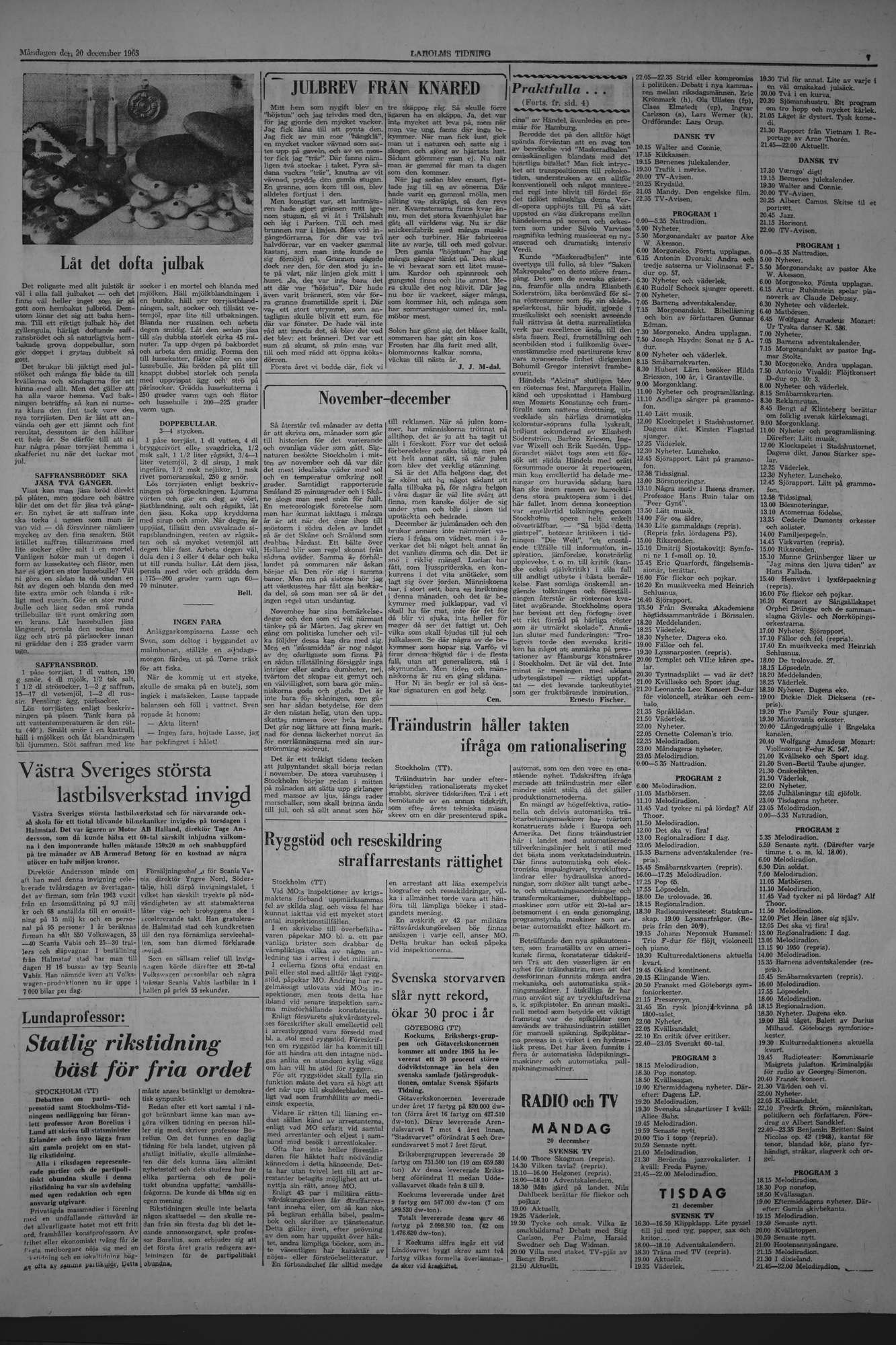 Laholms Tidning Måndag 20 december 1965, sida 7