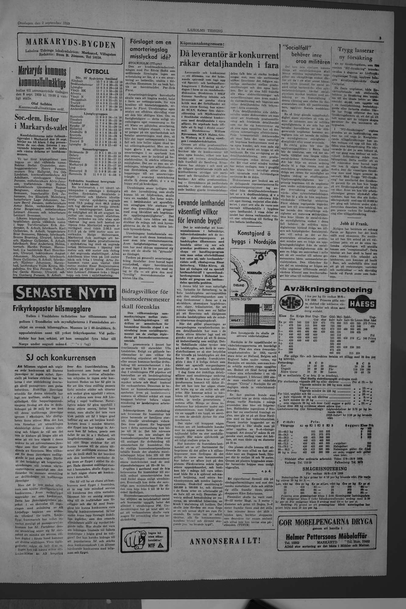 Laholms Tidning Onsdag 2 september 1959, sida 3