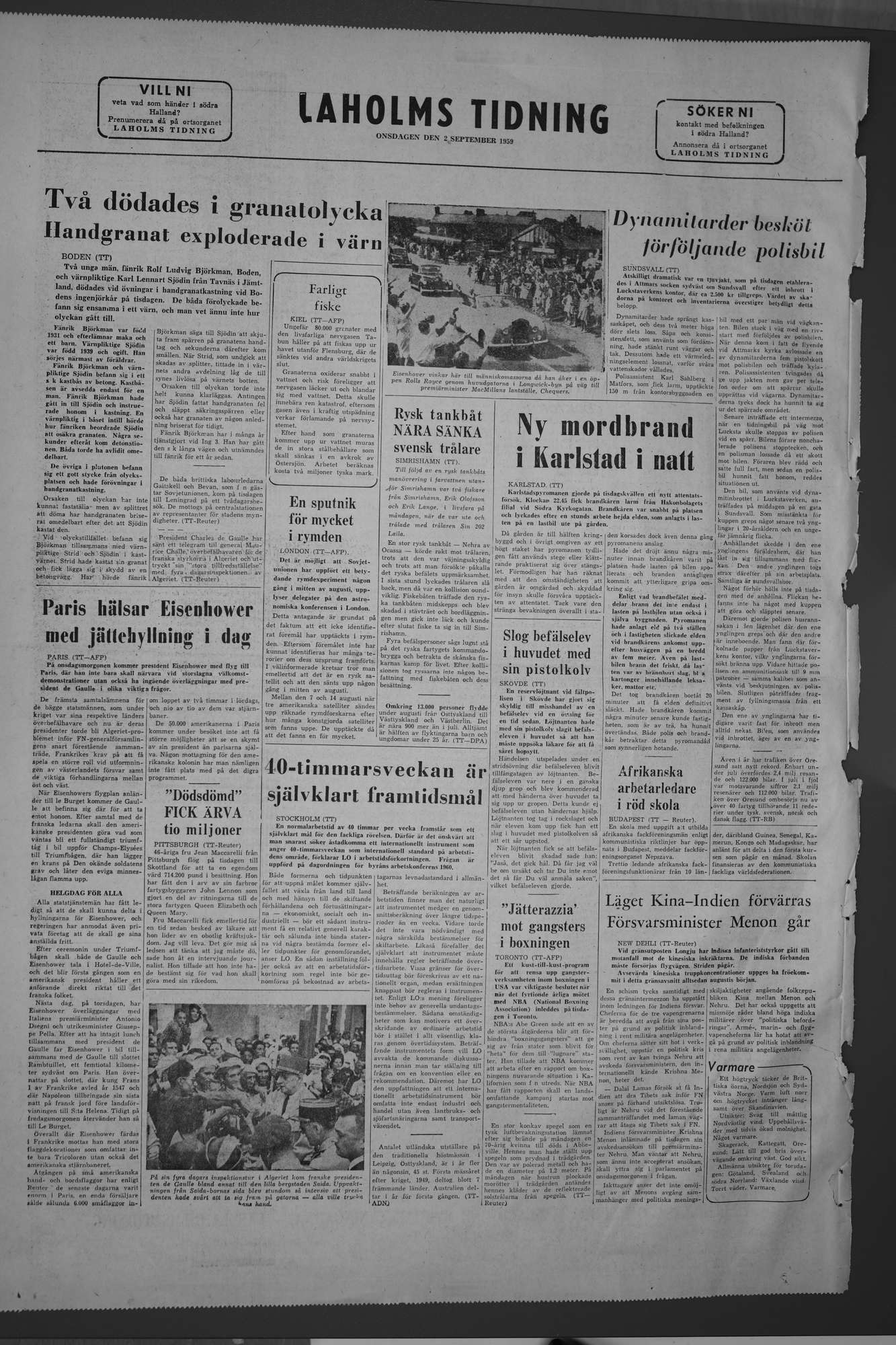Laholms Tidning Onsdag 2 september 1959, sida 8